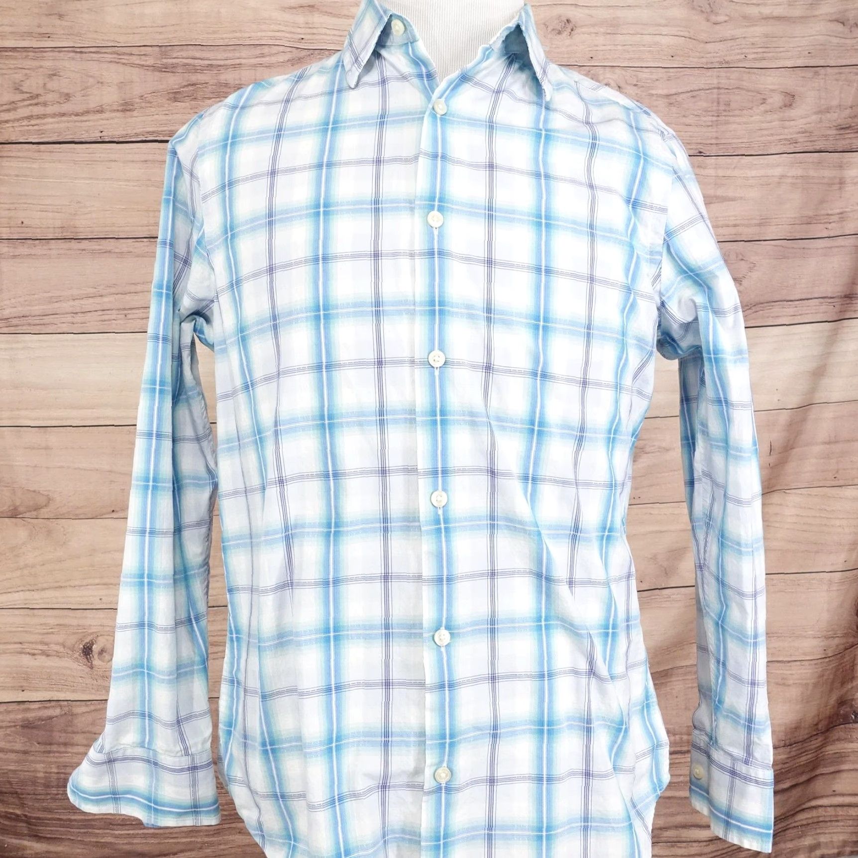 Banana Republic Banana Republic Shirt Mens Medium Blue Plaid Slim Fit Cotton Button Front Shirt Mens Medium Blue Plaid Slim Fit Cotton Button Up Front Size US M / EU 48-50 / 2 - 3 Thumbnail