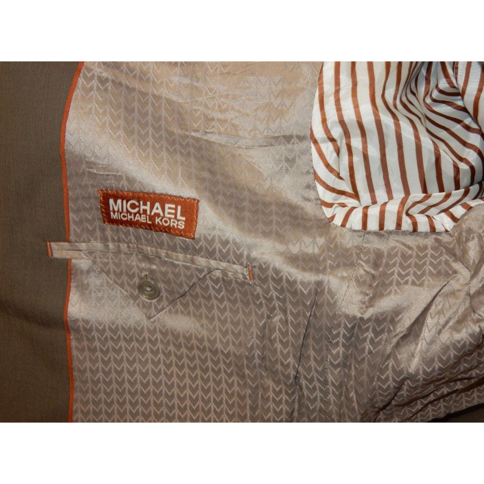 Michael Kors VINTAGE Michael Kors Men's Blazer Jacket Size 44 Regular Brown Cashmere 2010s Size 44R - 6 Thumbnail
