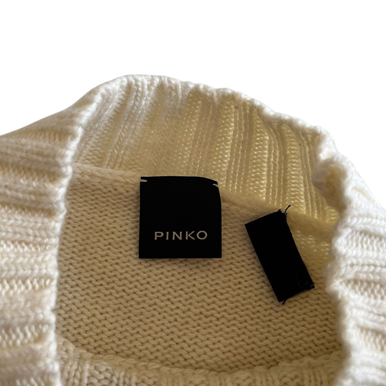 Pinko Pinko Cream Black Lace Cable Knit Mock Neck Sweater Size XS / US 0-2 / IT 36-38 - 5 Thumbnail