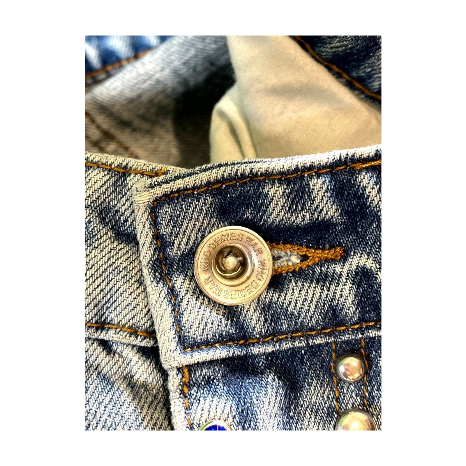 Who Decides War Who Decides War Studded Light Wash & Multicolor Jeans Size US 34 / EU 50 - 4 Thumbnail