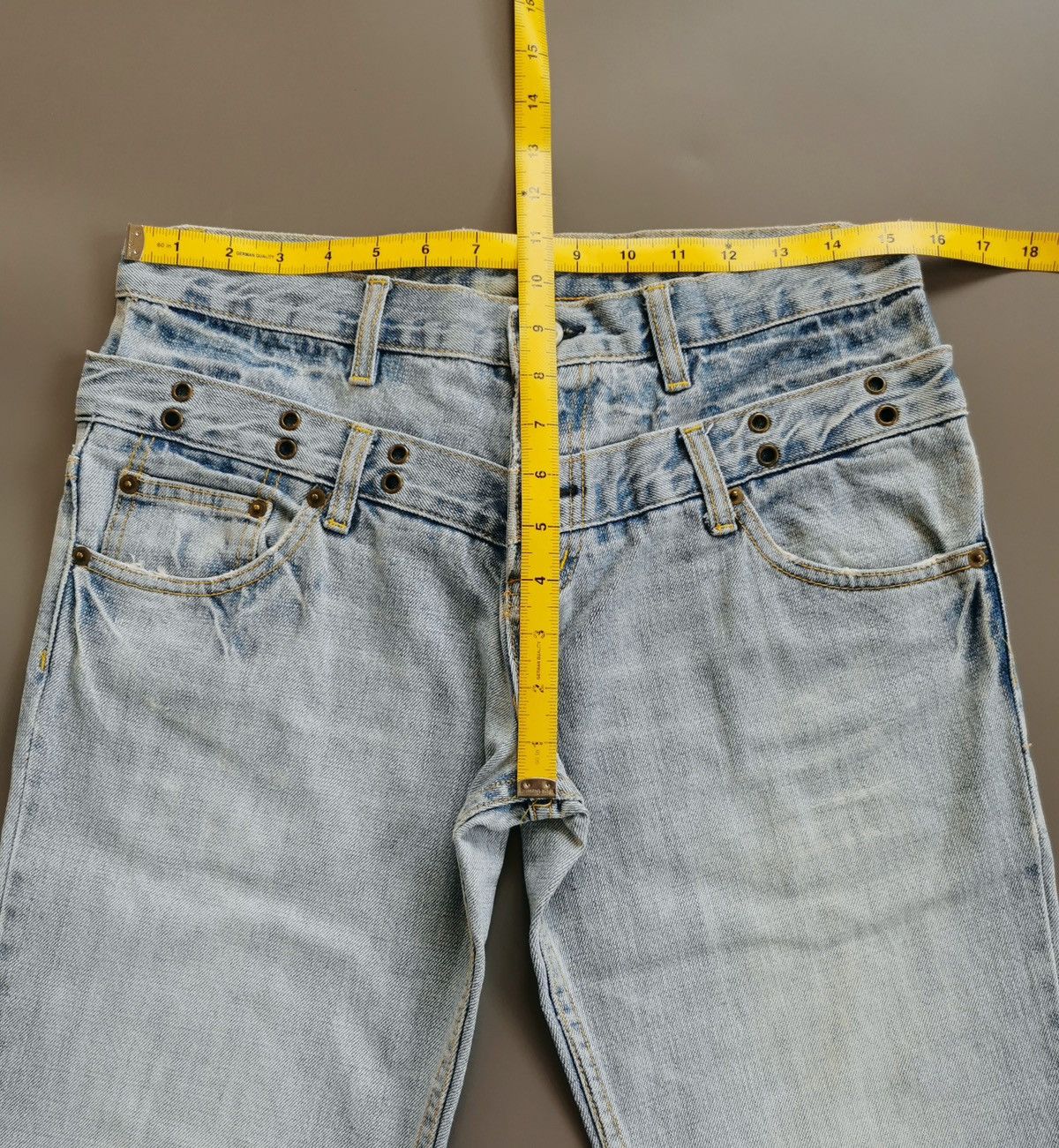 Japanese Brand Mouth Valley Double Waist Light Blue Distressed Jeans Size US 31 - 9 Thumbnail