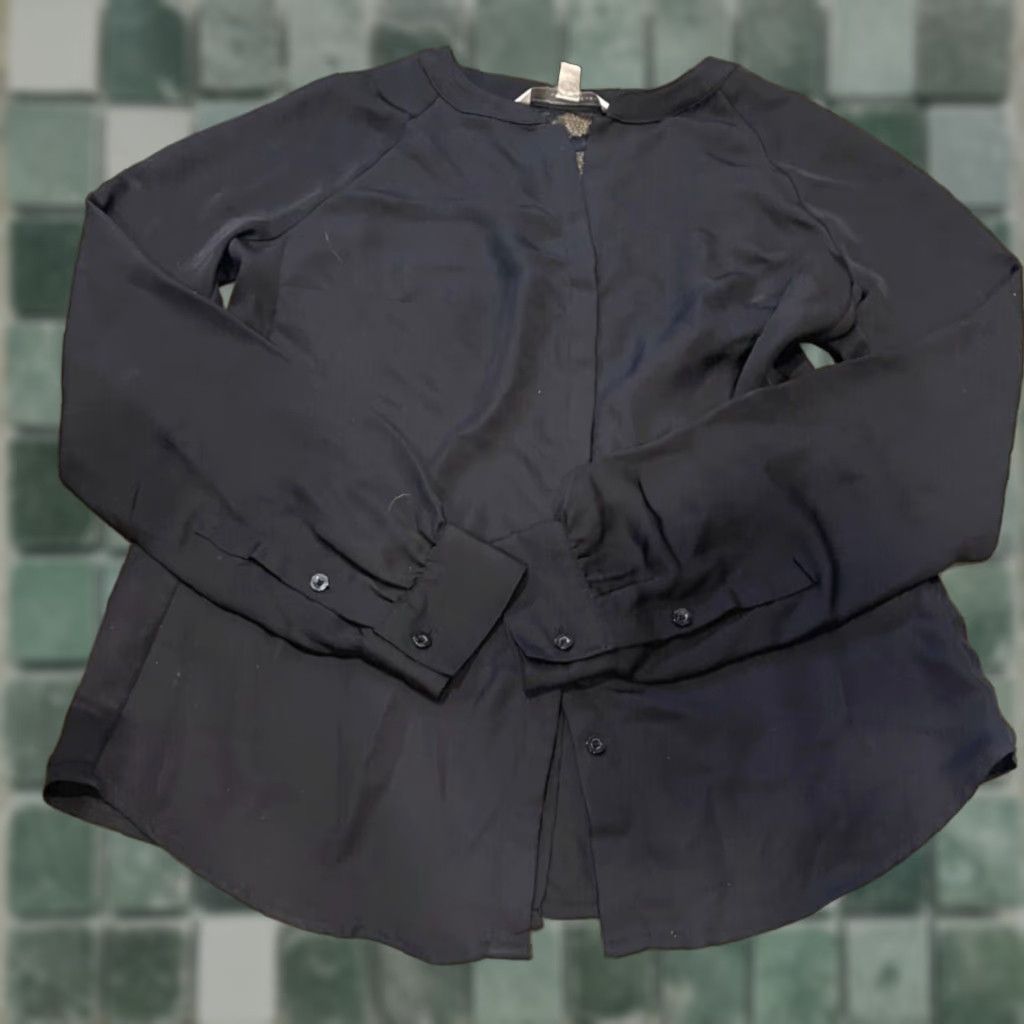 Vintage LC Lauren Conrad Button-Up Top Womens XS Black Long Sleeve Blouse Size XS / US 0-2 / IT 36-38 - 1 Thumbnail