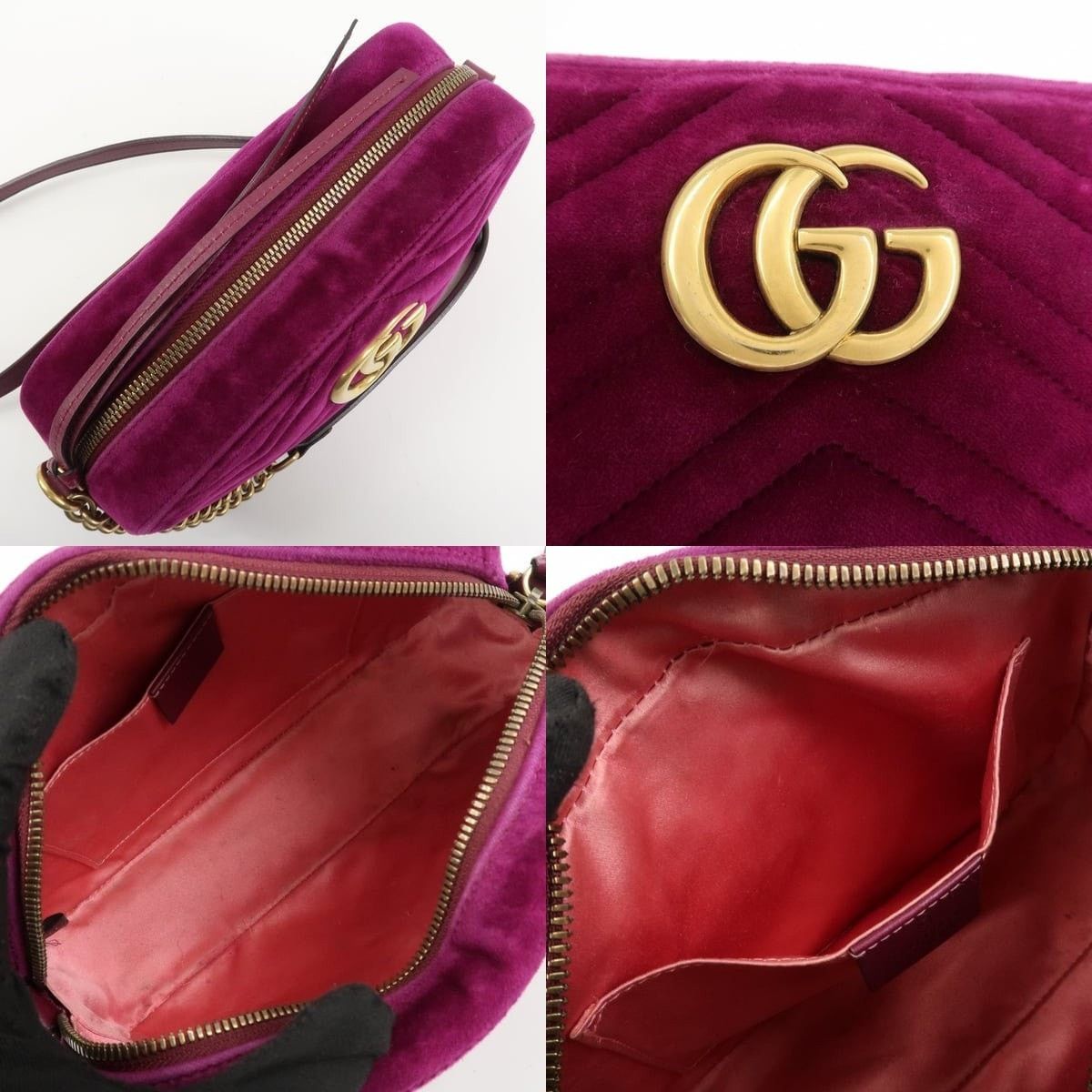 Gucci Gucci GG Marmont Matelasse Velvet Crossbody Bag Purple Size ONE SIZE - 6 Thumbnail