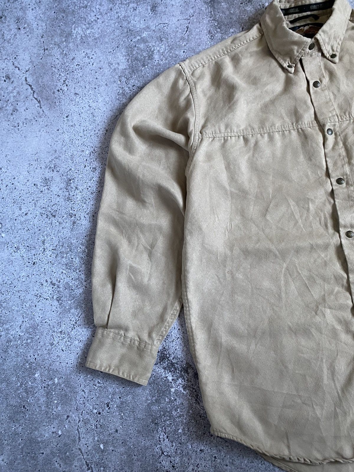 Designer × Harley Davidson × Vintage Vintage Harley Davidson Button Suede Logo Shirt Size M Size US M / EU 48-50 / 2 - 2 Thumbnail