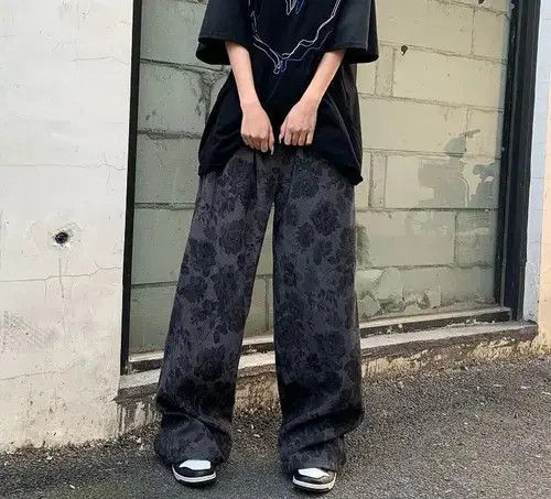 Other Retro Corduroy Rose Print Harajuku Casual Wide Leg Trousers Size US 29 - 4 Thumbnail