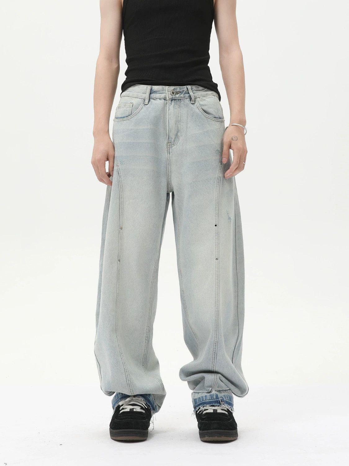 Japanese Brand × Jean Light blue wide-leg loose slim straight-leg scimitar jeans Size US 32 / EU 48 - 2 Thumbnail