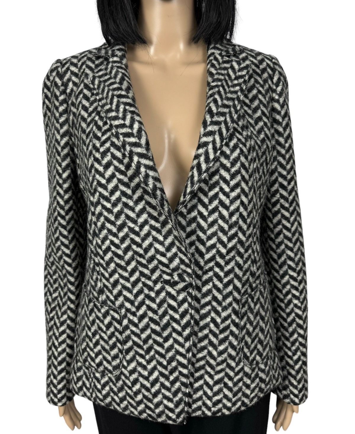 Max Mara Blazer Jacket Geometric Pattern Wool size US 14