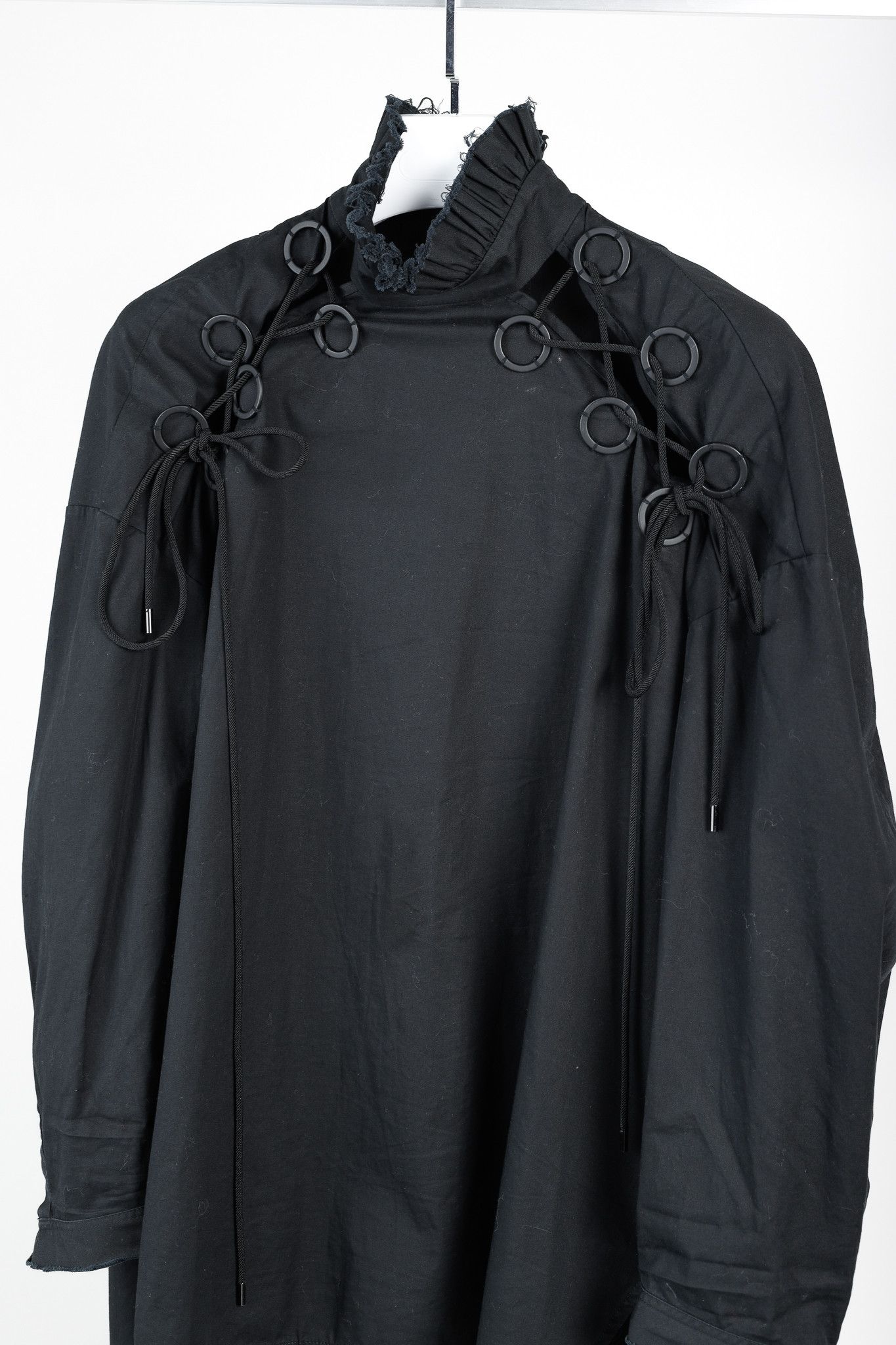 ELLERY Ellery Rail Road Black Cotton Oversized Lace-Up Shirt Size S / US 4 / IT 40 - 3 Thumbnail