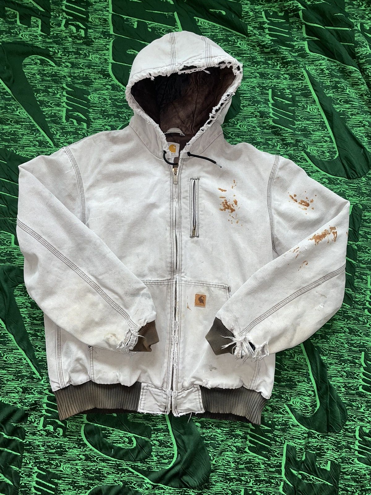 image of Vintage Carhartt Zip Up in Grey, Men's (Size Large)