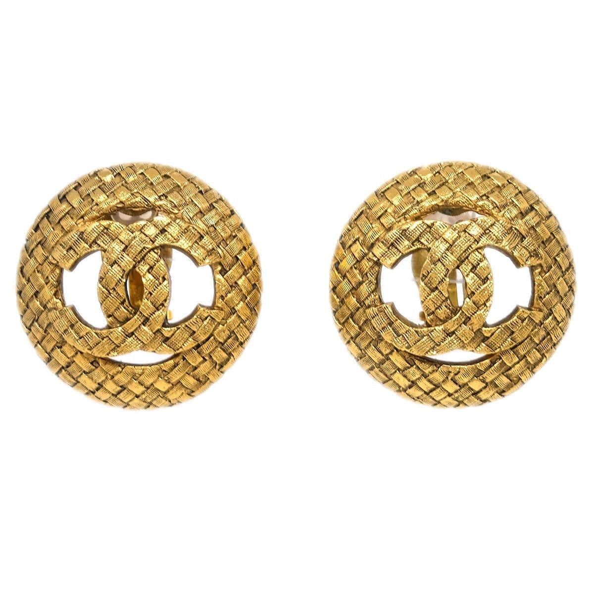 Chanel Vintage CC Round Cutout Clip-On Earrings Metal