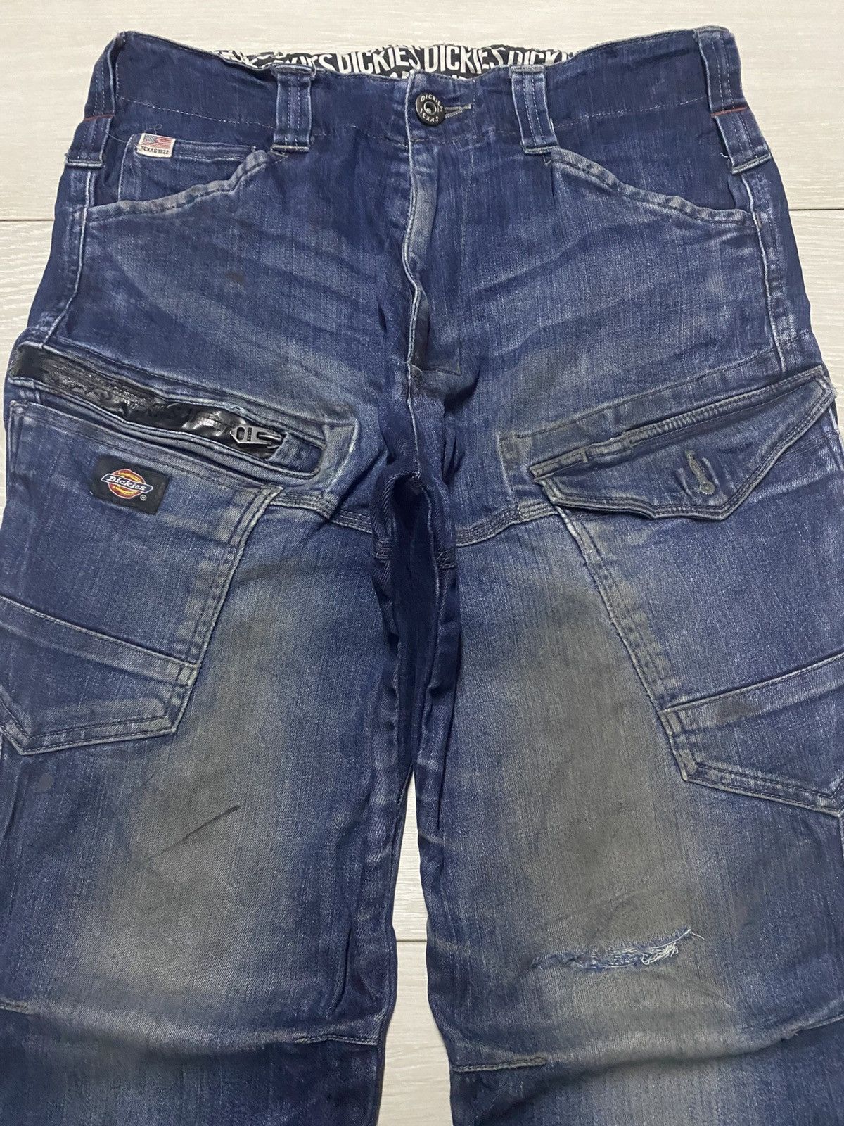 Dickies Vtg Dickies Blue Wash Double Knee Cargo Skinny Slim Jeans Size US 29 - 3 Thumbnail