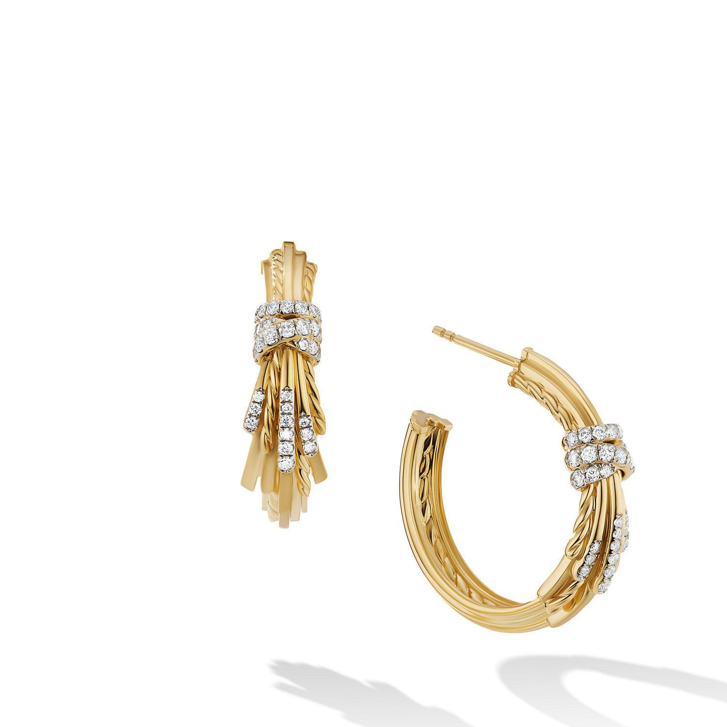 David Yurman o1w1db10325 Earrings in 18K Yellow Gold with Diamonds & 27mm Size ONE SIZE - 1 Thumbnail