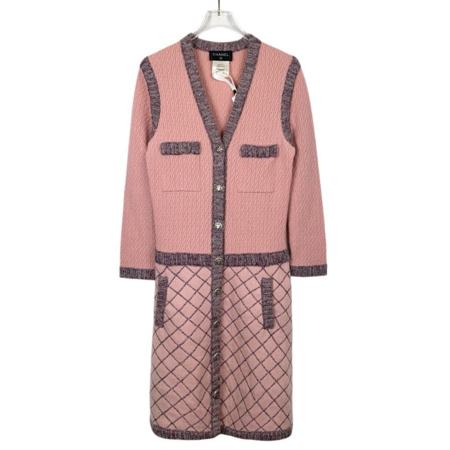Chanel Chanel V-neck Pink Cashmere Silk Blend Knitted Dress K26WX Size S / US 4 / IT 40 - 1 Thumbnail