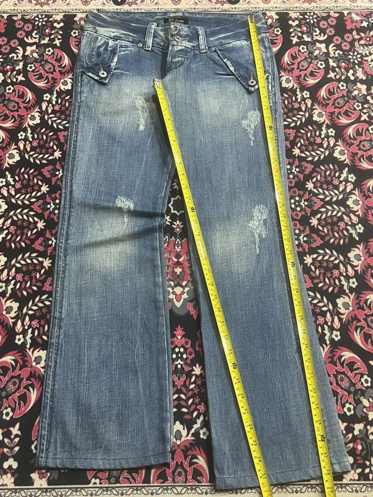 If Six Was Nine Japanese Brand C-ism Low Rise Fringe Distressed Flare Jeans Size 30" / US 8 / IT 44 - 10 Thumbnail