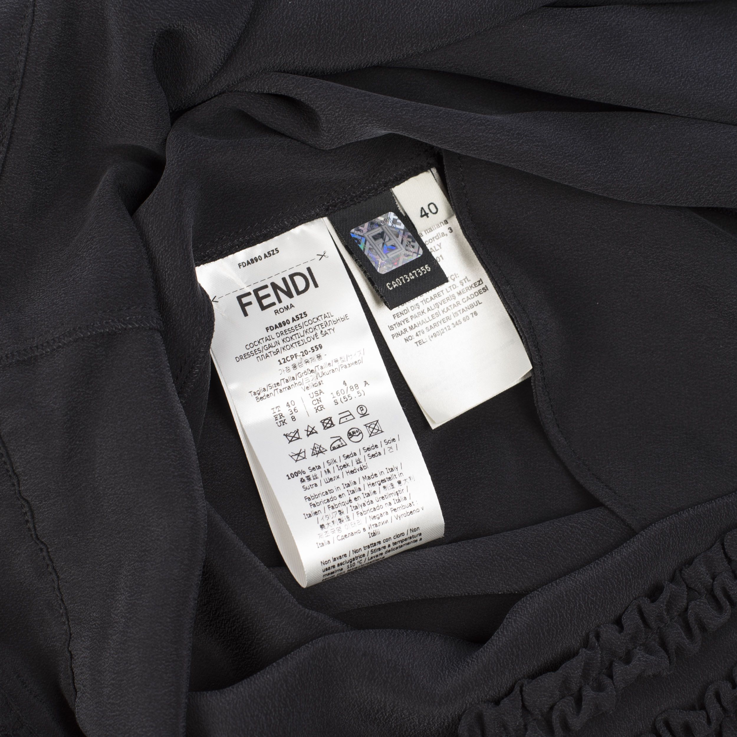 Fendi Crêpe De Chine Dress With Ruffles In Black Silk Size M / US 6-8 / IT 42-44 - 11 Thumbnail