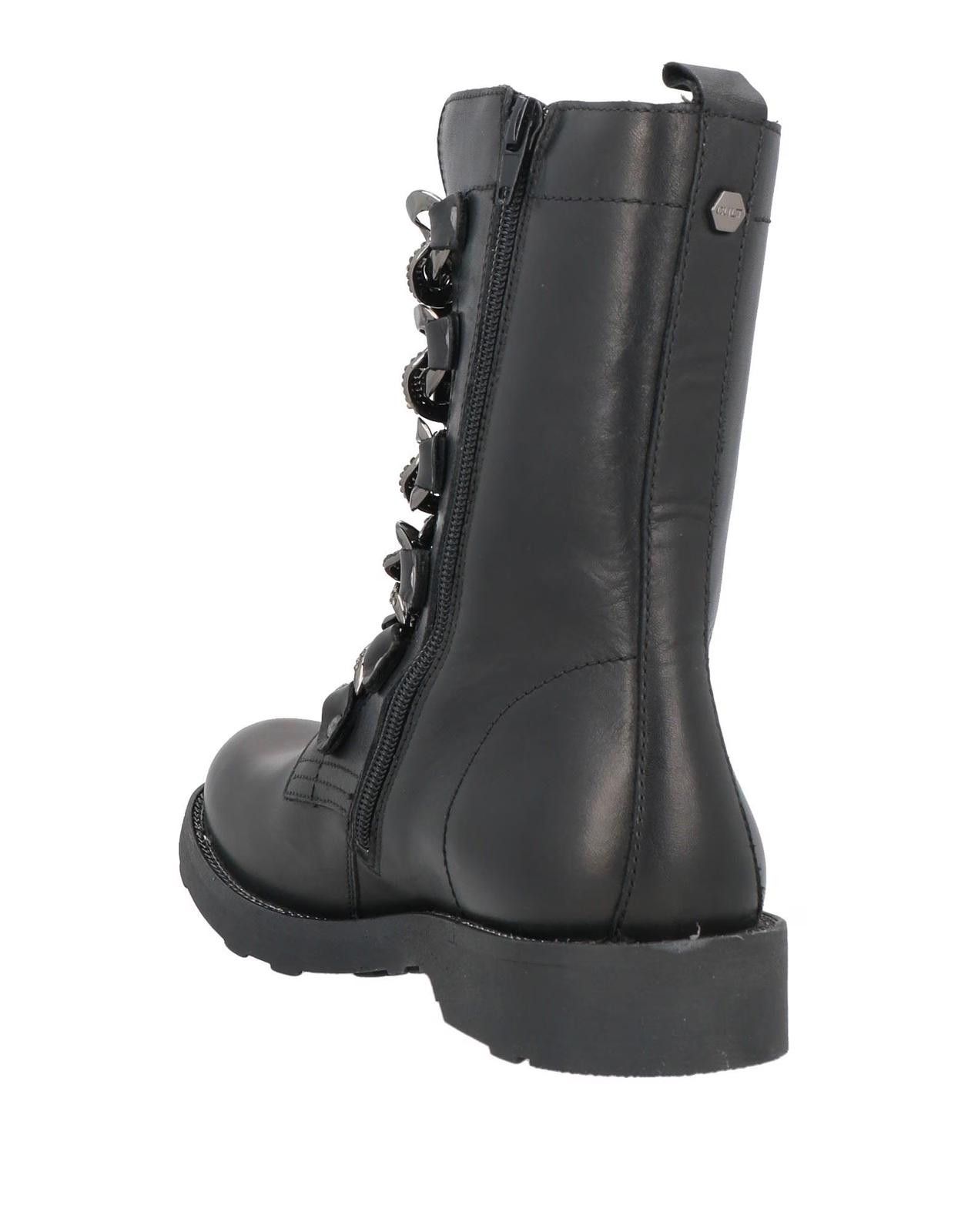 Custo Barcelona Cult Zeppelin leather boots black w chain embellished Sz 8 Size US 7 / IT 37 - 3 Thumbnail