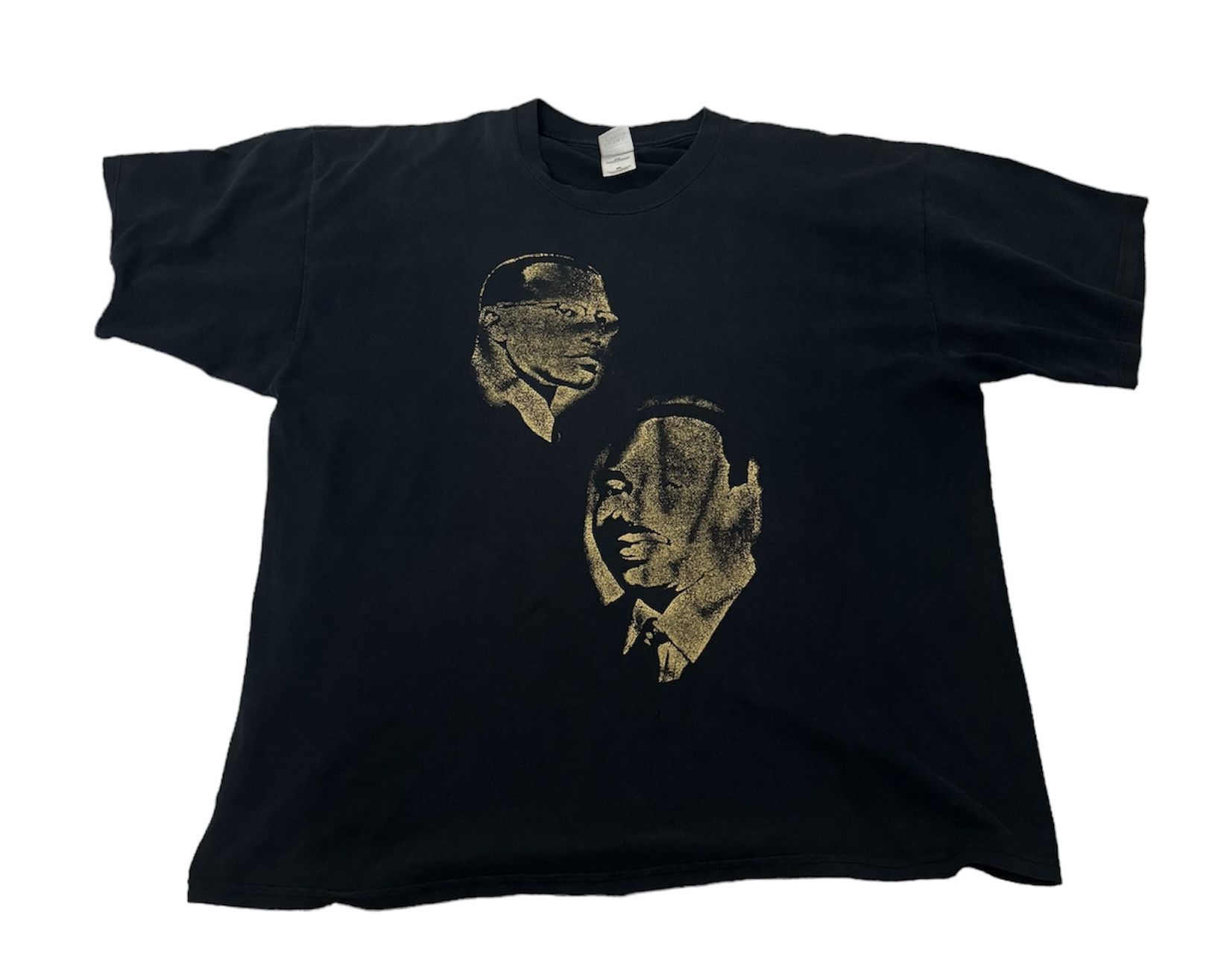 image of 1 Of 1 Vintage T Shirt "mlk, Malcom X" in Washed Black, Men's (Size 2XL)