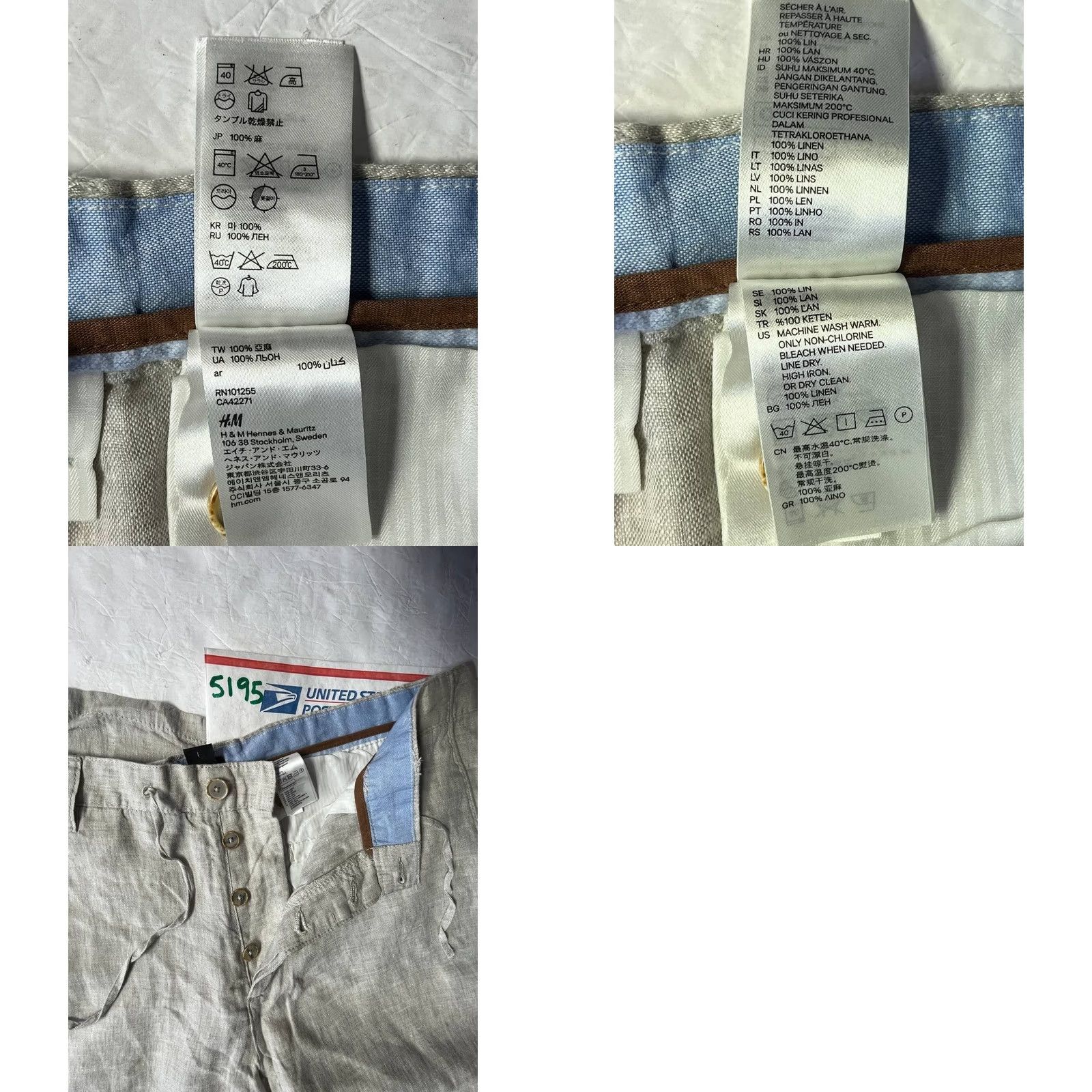 H&M H&M Men Slim Fit 38R Linen Pants Khakis Gray 31in Inseam Size Regular Vintage No Mens Size US 38 / EU 54 - 8 Thumbnail