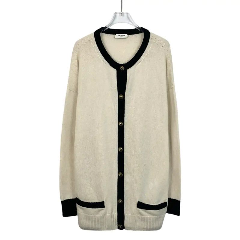 Yves Saint Laurent YSL Cream Long Sleeve Cardigan for Women 0089 Size M / US 6-8 / IT 42-44 - 1 Thumbnail