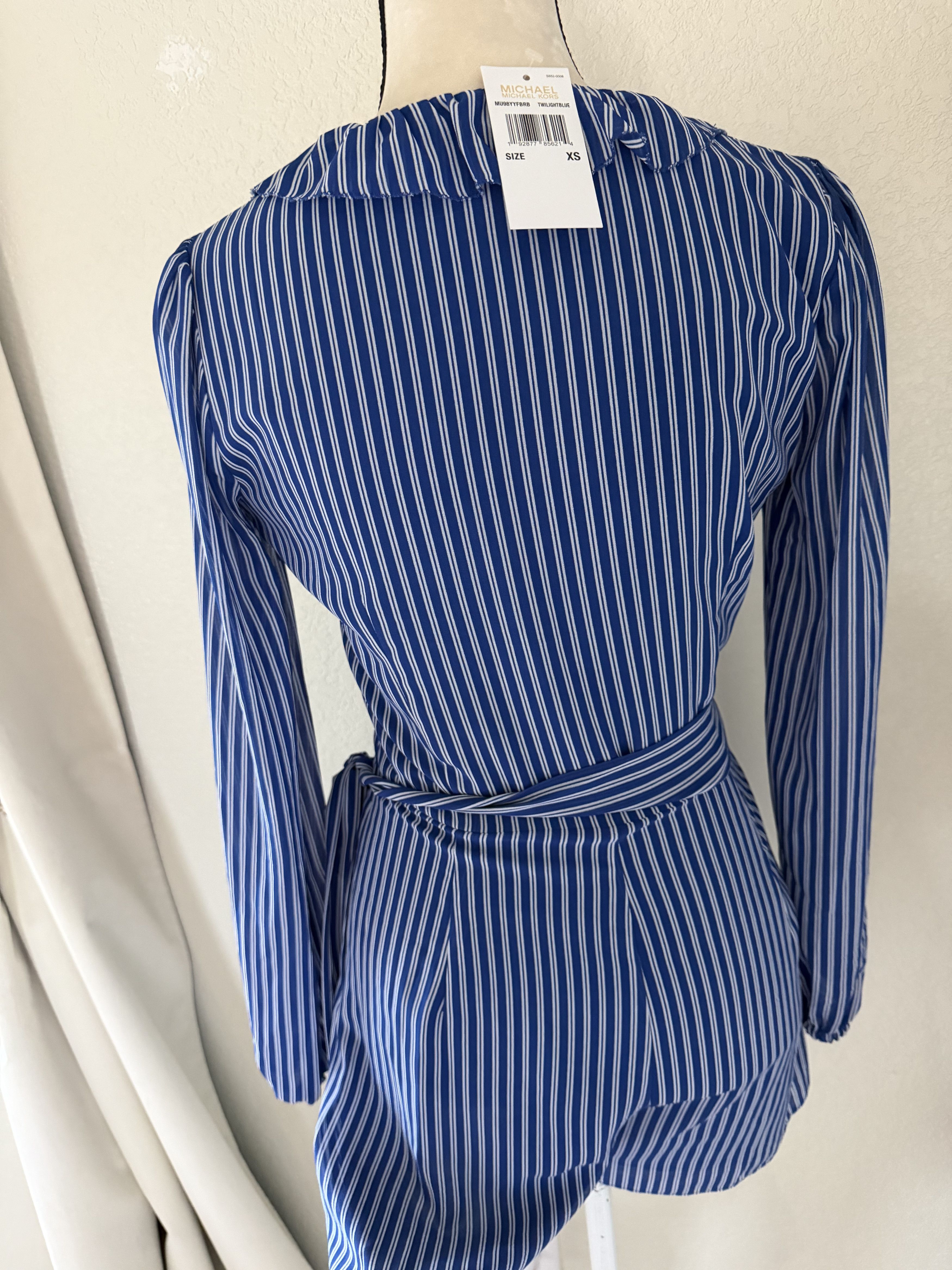 Michael Kors Michael Kors Women's Striped Ruffled Romper Size XS / US 0-2 / IT 36-38 - 8 Thumbnail