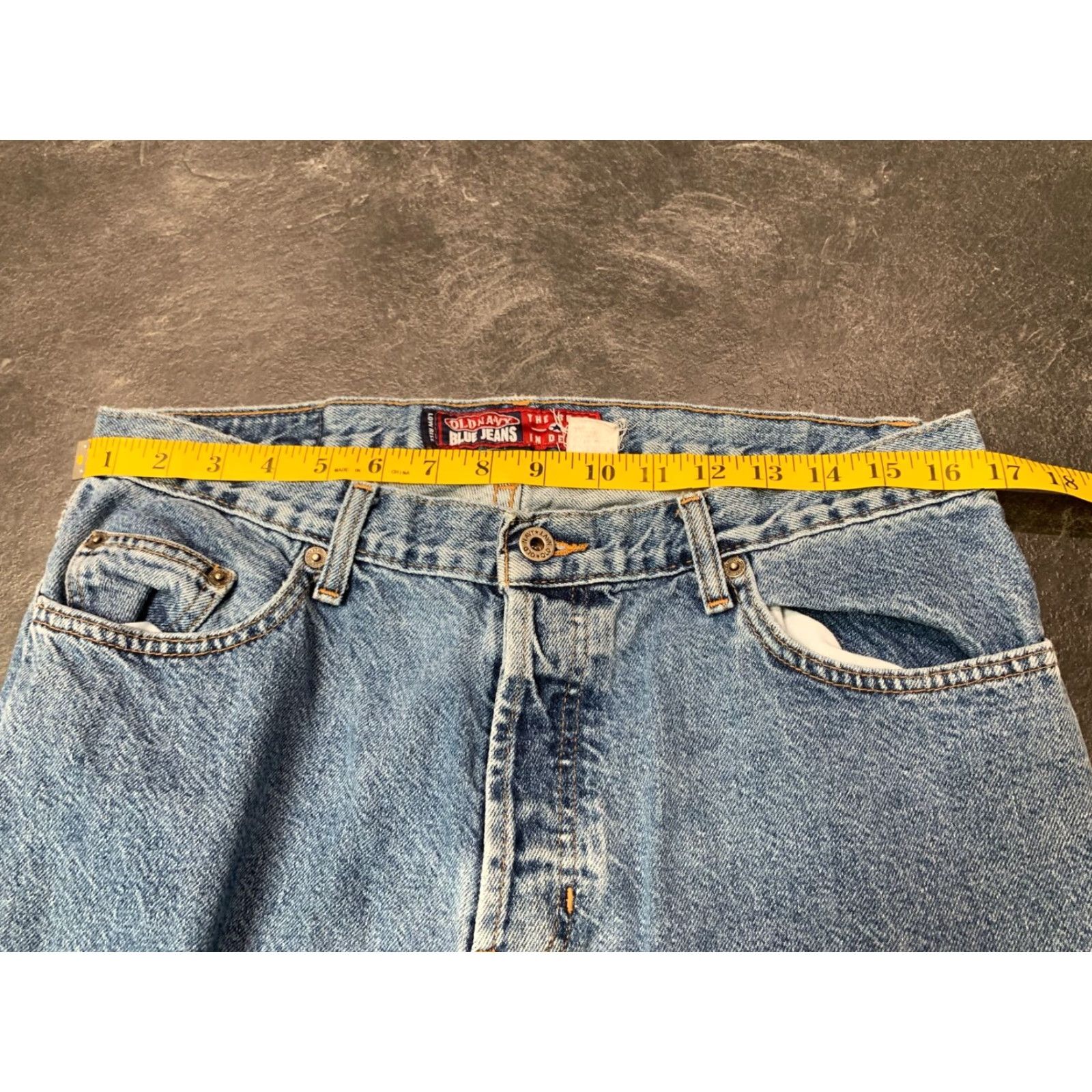 Old Navy Old Navy Jeans Women's Size 14 Long Straight Blue Dark Wash Denim 5-Pocket Zip Inseam 33in Regular Rise Mid Vintage No Size 36" / US 14 / IT 50 - 7 Thumbnail