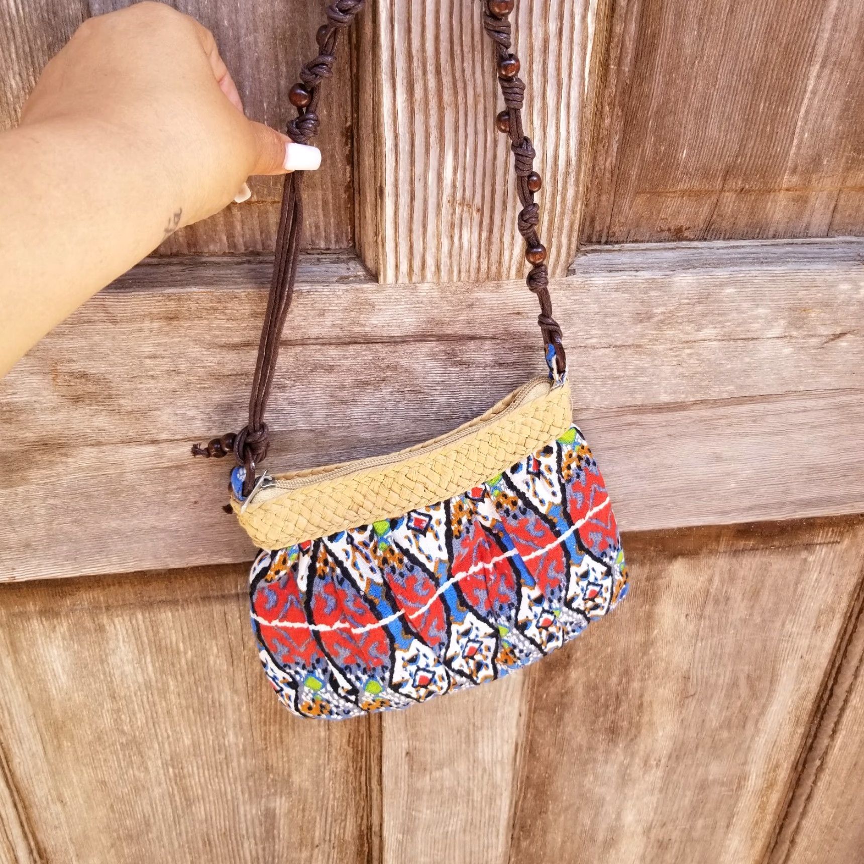 Vintage Cappelli Straworld Crossbody Purse Lace Purple Green Beaded Strap Small Women's Crossbody Bag 2010s Vintage No but used condition (not N/A) Size ONE SIZE - 7 Thumbnail