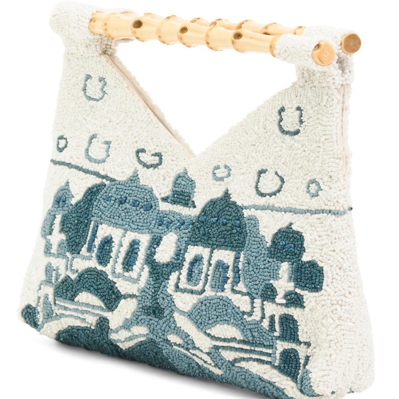 Marsell TikTok viral greece toile Beaded purse with bamboo handles Size ONE SIZE - 4 Thumbnail