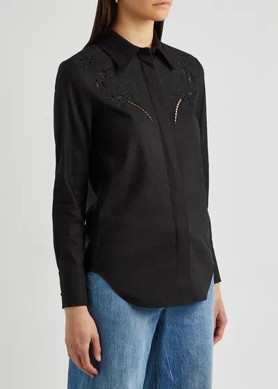 Chloe o1y0825 Lace Shirt in Black Size L / US 10 / IT 46 - 2 Thumbnail