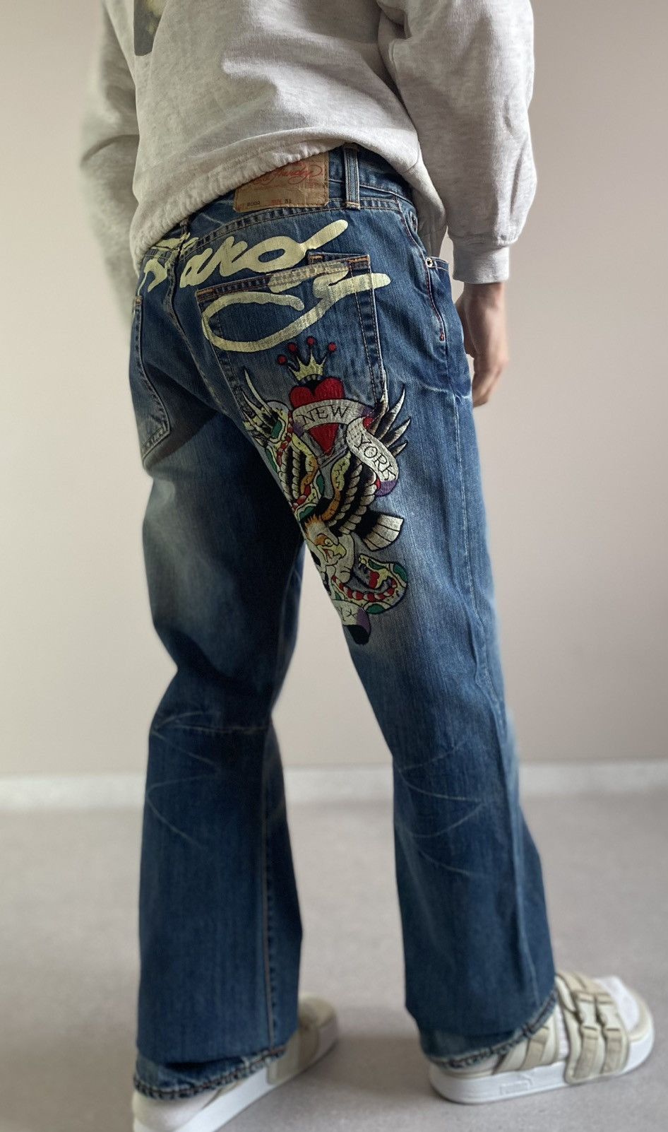 Ed Hardy by Christian Audigier Denim Jeans Big Logo Pants