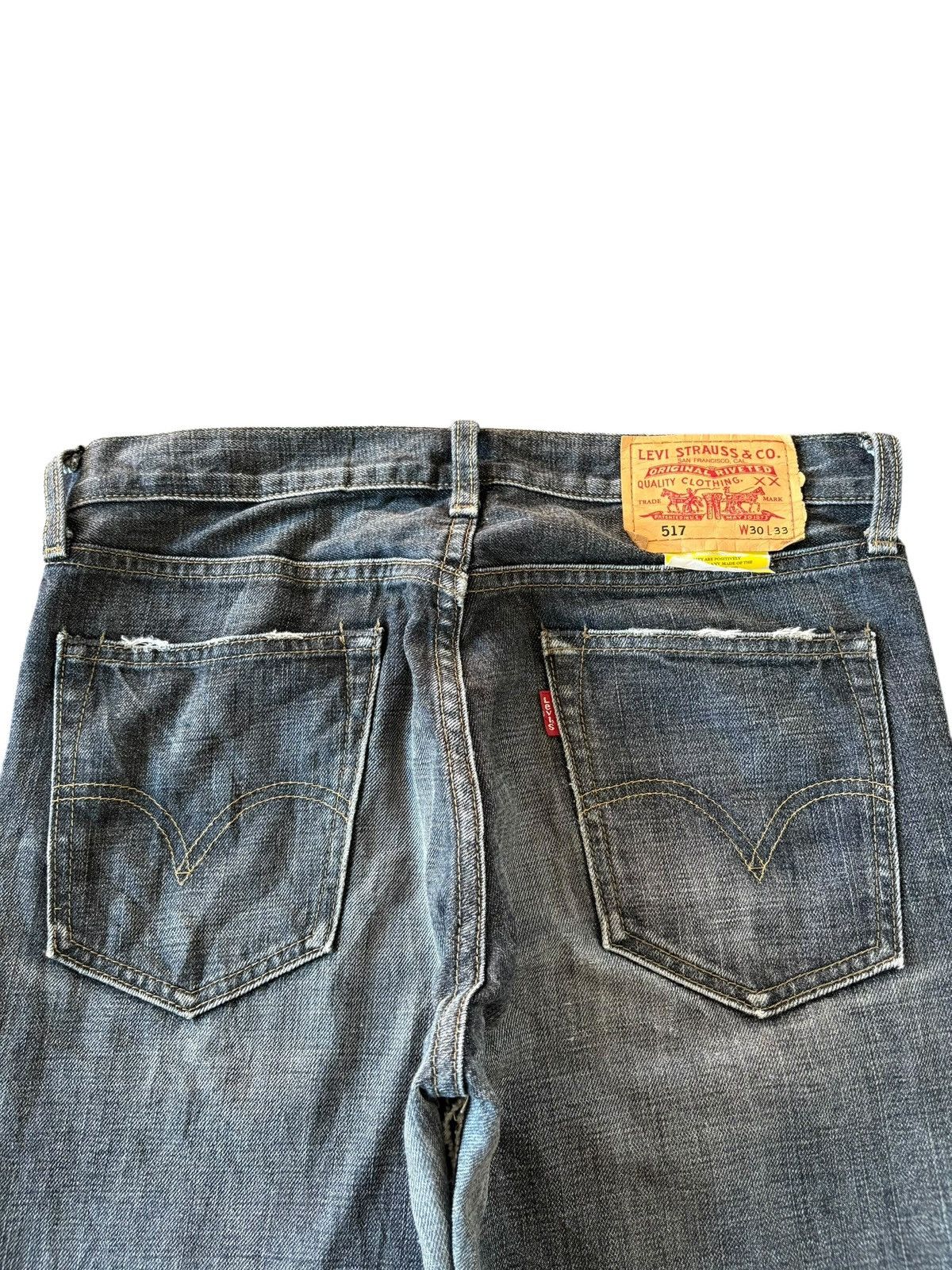 Levi's Vintage 90s Levis 517 Black Distressed Flare Jeans Size US 31 - 4 Thumbnail