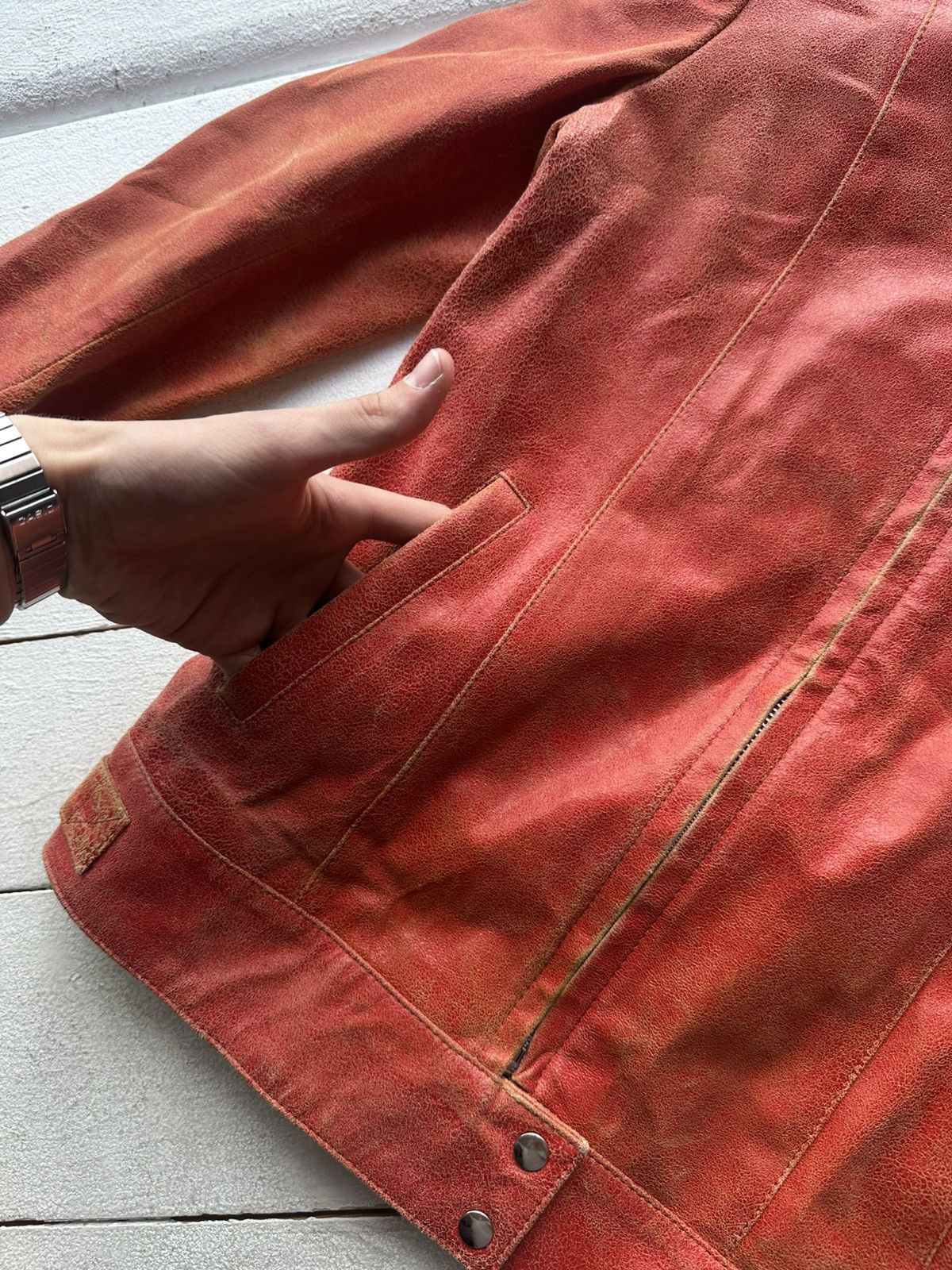 Other 🚨Y2K RICK OWENS TYPE DIRTY SLIM FIT ZIP LEATHER JACKET Size XS / US 0-2 / IT 36-38 - 4 Thumbnail