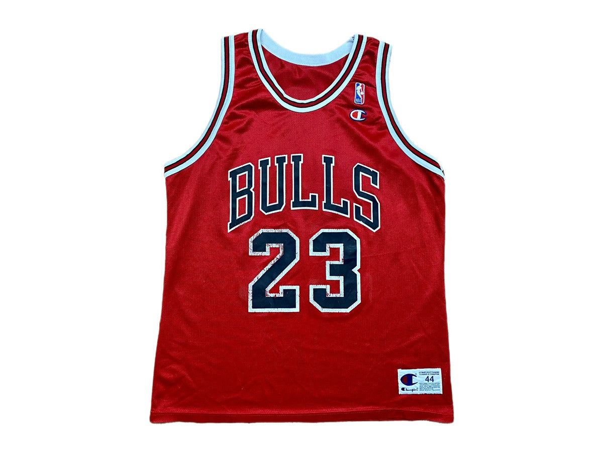 image of Vintage Michael Jordan Chicago Bulls Champion Nba Jersey in Red, Men's (Size Large)