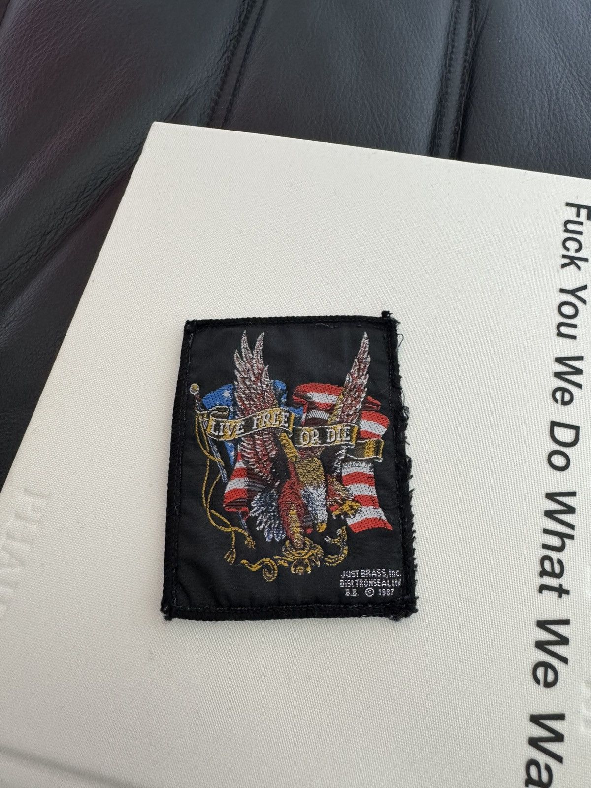 Vintage Vintage 80s Patch Just Brass Lice Free Or Die USA Eagle Rare Size ONE SIZE - 1 Thumbnail