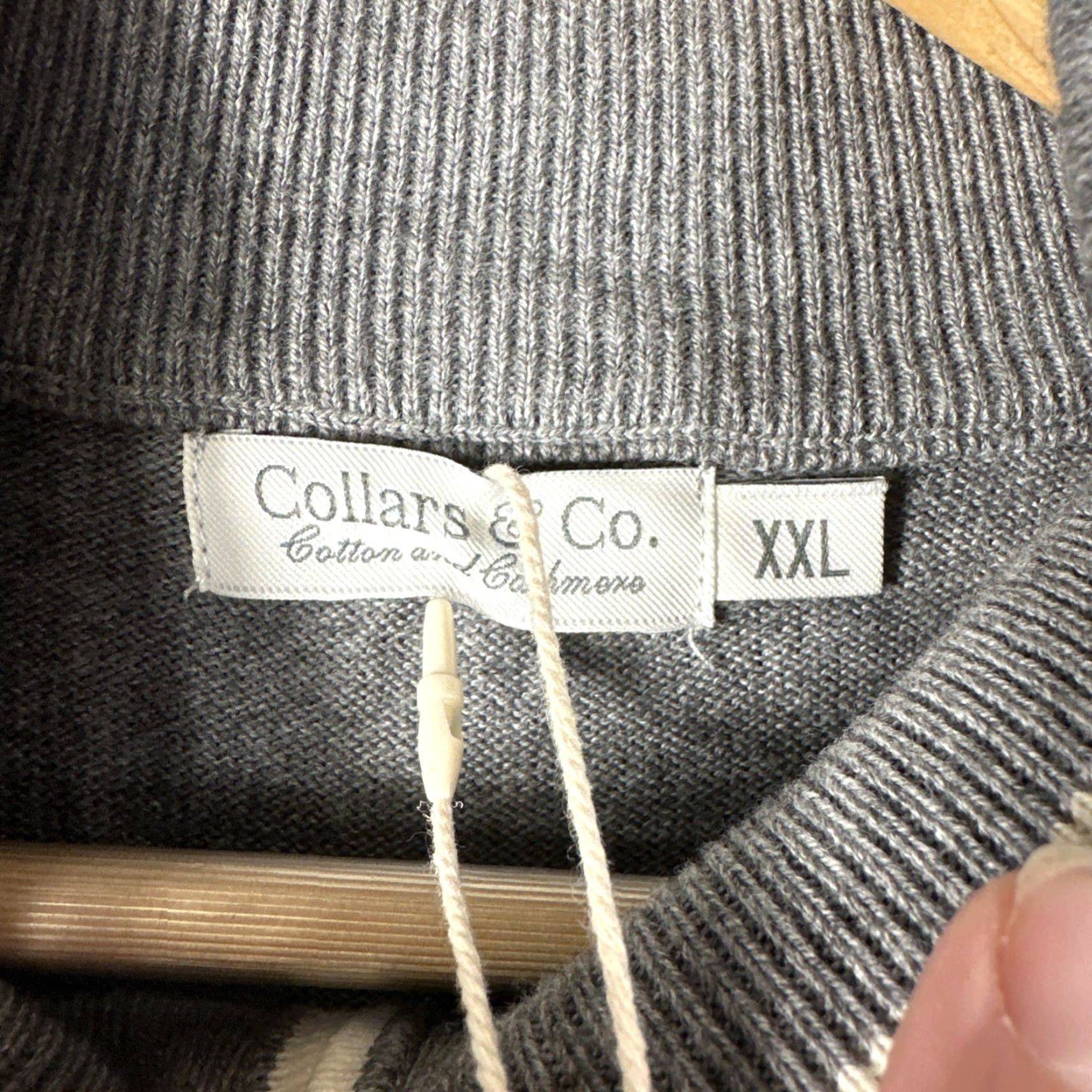CO Collars & Co Quarter 1/4 Zip Sweater Gray Cashmere Cotton Long Sleeve Golf New Size US XXL / EU 58 / 5 - 4 Thumbnail
