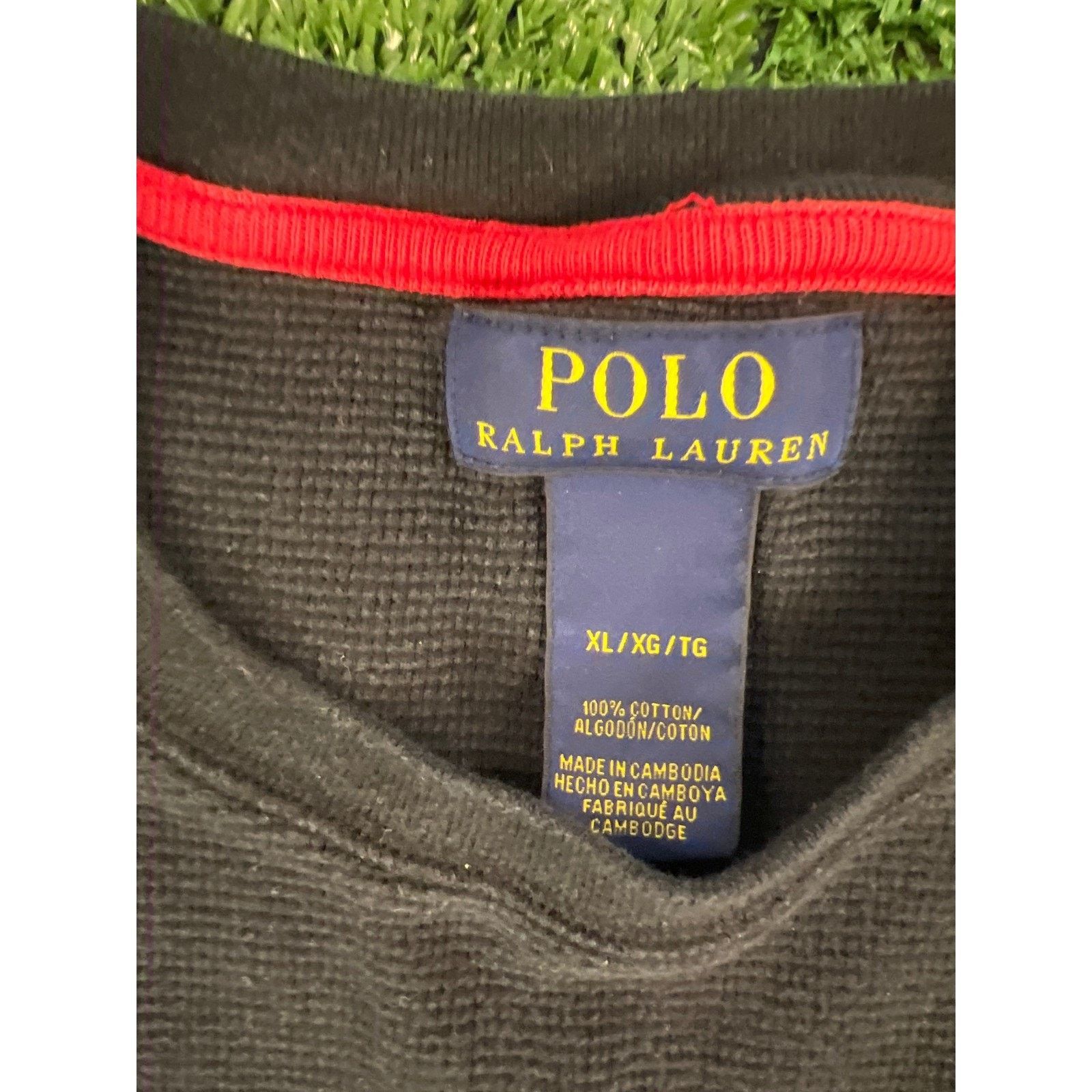 Polo Ralph Lauren Polo Ralph Lauren Mens Black Waffle Knit Thermal XL Size US XL / EU 56 / 4 - 3 Thumbnail