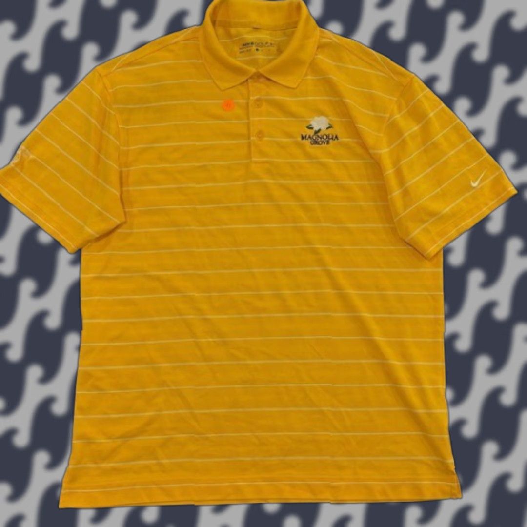 Nike Nike Golf Polo Shirt Mens Medium Yellow White Stripe Dri-Fit Magnolia Grove Size US M / EU 48-50 / 2 - 1 Thumbnail