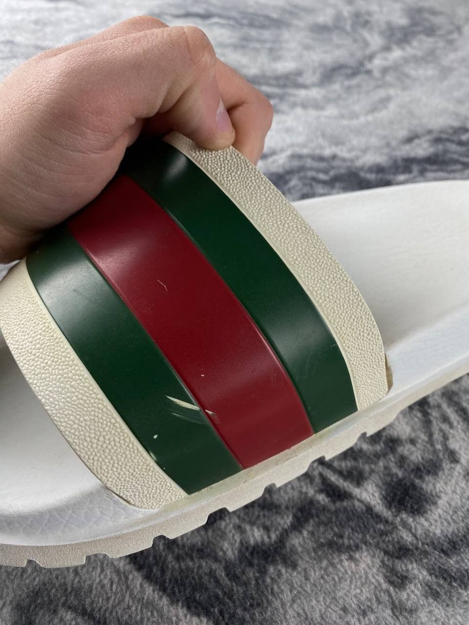 Gucci Gucci Web Slide Sandal Men Size 12 White Size US 12 / EU 45 - 13 Thumbnail