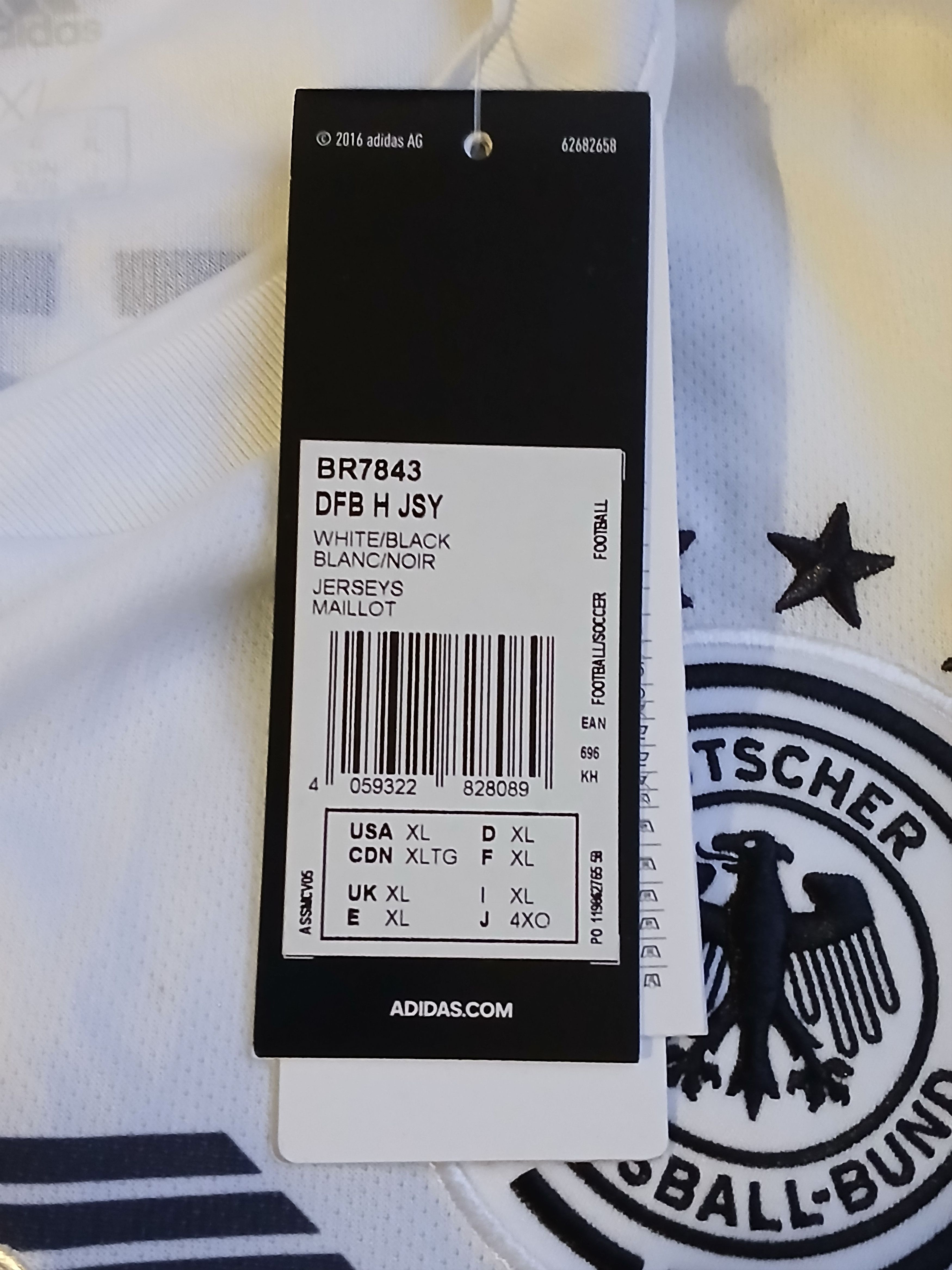 Adidas New Germany National Football Team 18/19 Home Jersey T-Shirt Size US XL / EU 56 / 4 - 12 Thumbnail