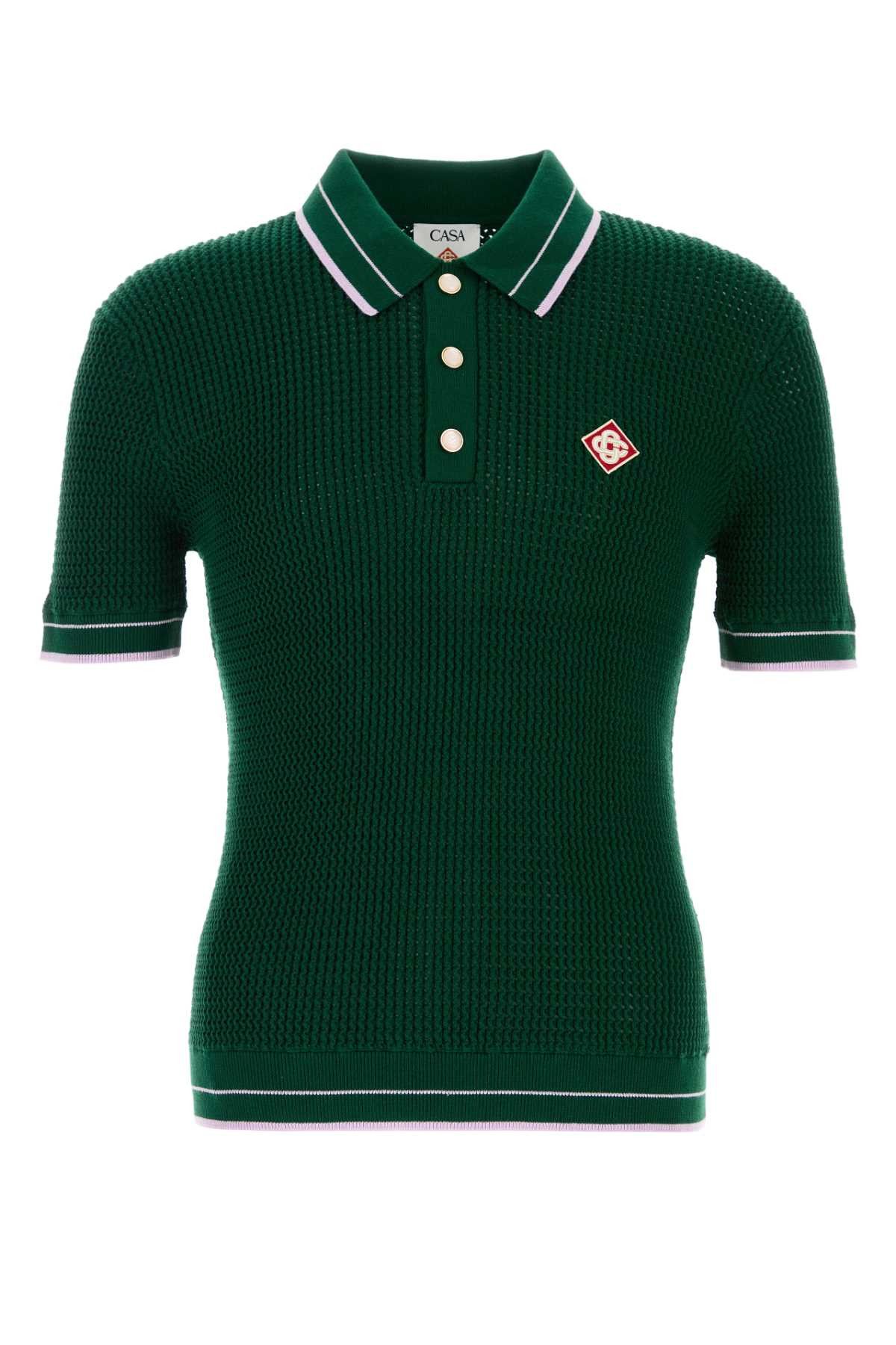 Casablanca Bottle Green Crochet Polo Shirt Size US S / EU 44-46 / 1 - 1 Thumbnail