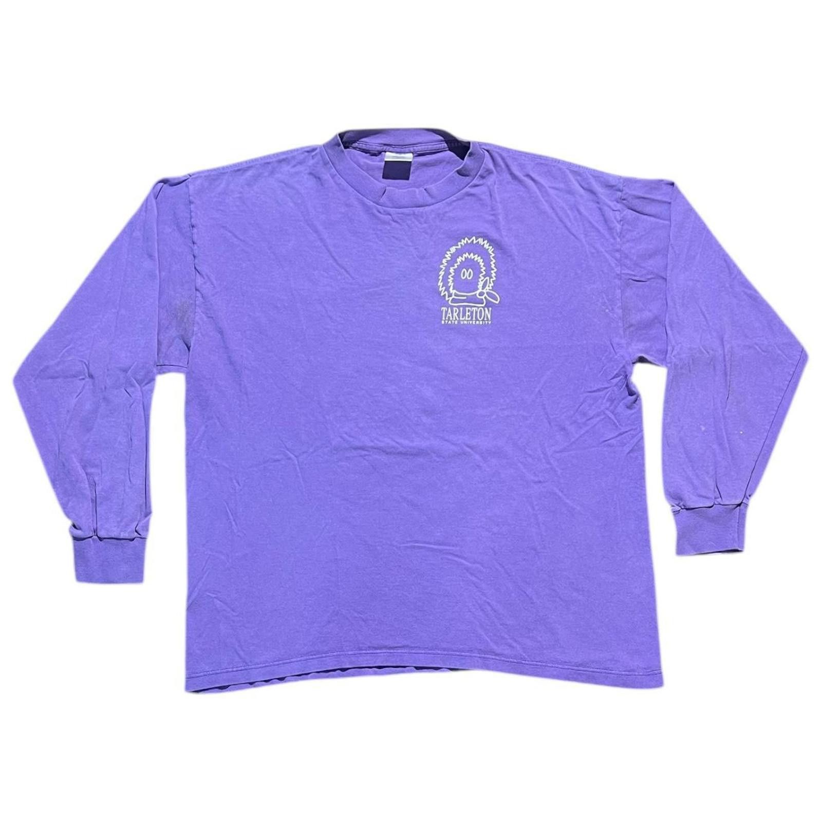 Britt Bolton Vintage 90s Tarleton State University Purple Poo Long Tshirt Size US M / EU 48-50 / 2 - 2 Thumbnail