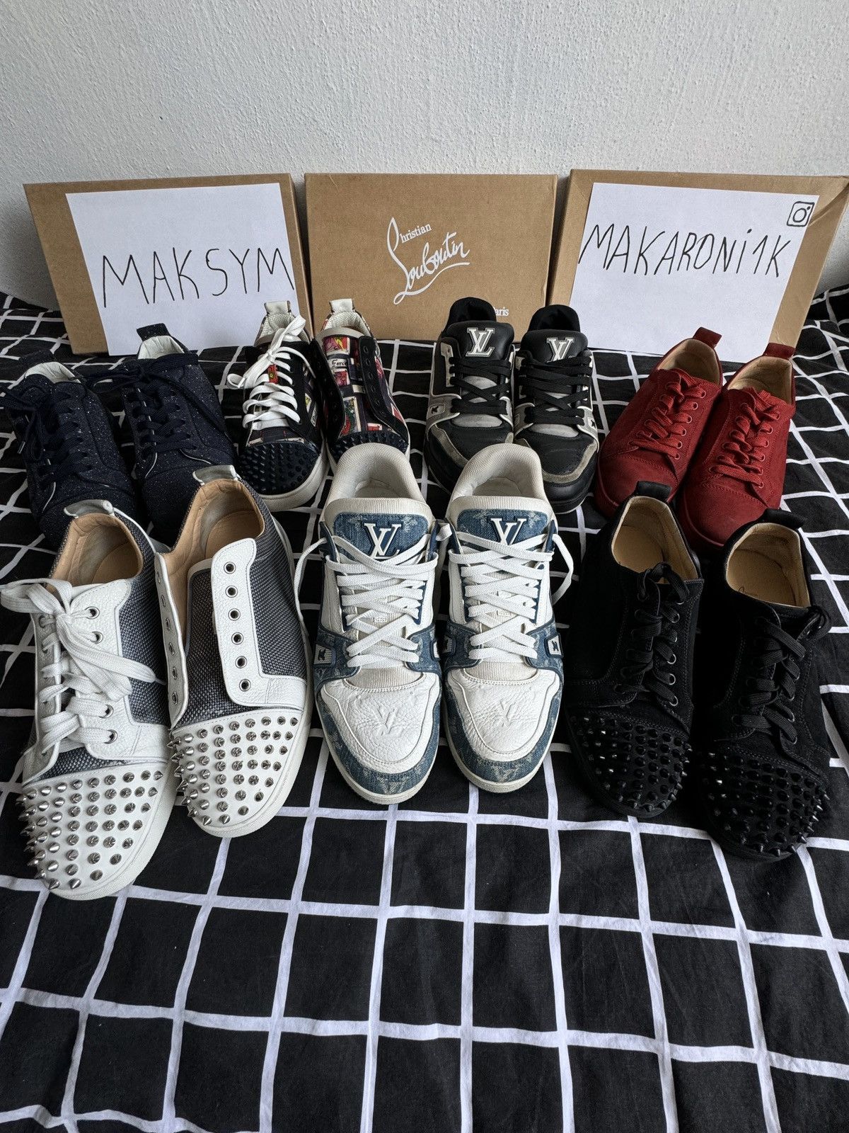 Christian Louboutin Junior Spikes White Grey Blue Size US 11 / EU 44 - 4 Thumbnail
