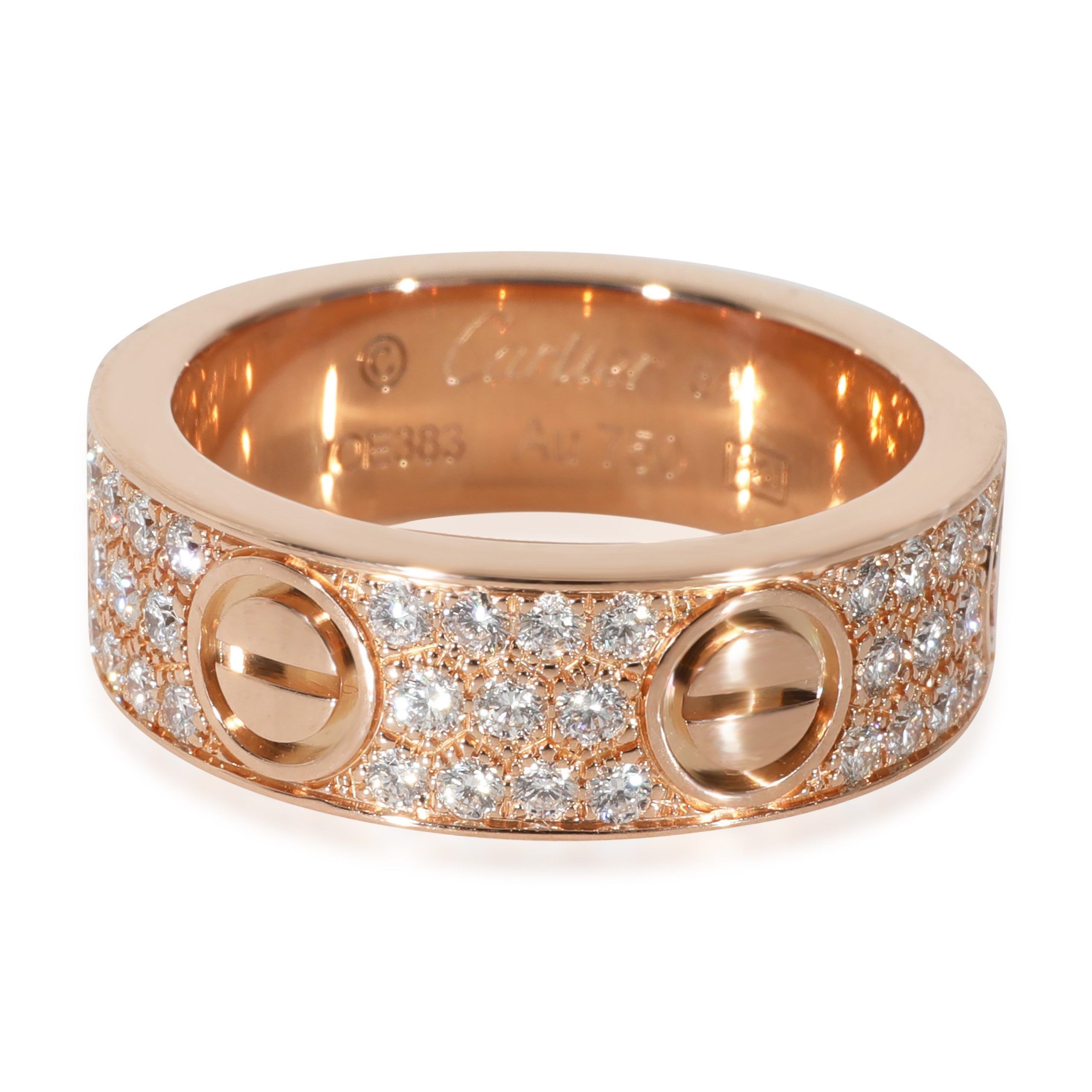 image of Cartier Love Diamond Ring In 18K Rose Gold 0.7 Ctw, Women's