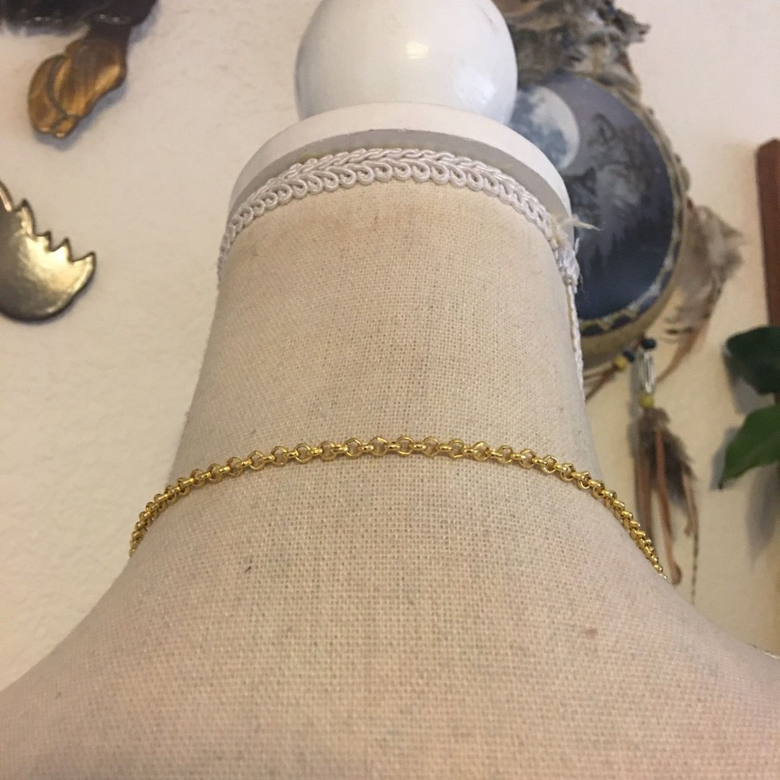 Vintage Vintage porcelain bead accent gold tone chain Size ONE SIZE - 6 Thumbnail