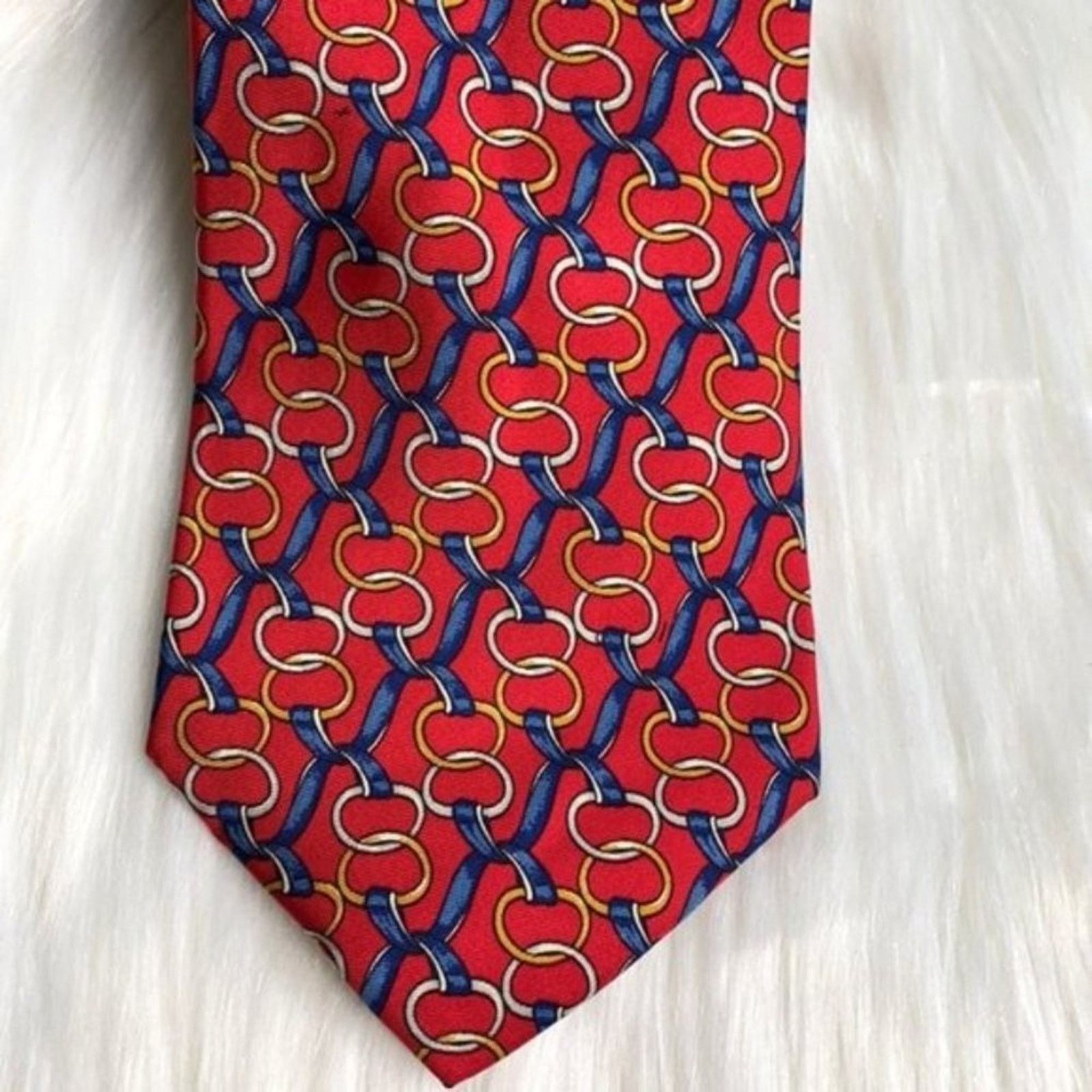 J.McLaughlin J. McLaughlin Red Horse Bit Silk Tie Size ONE SIZE - 2 Thumbnail