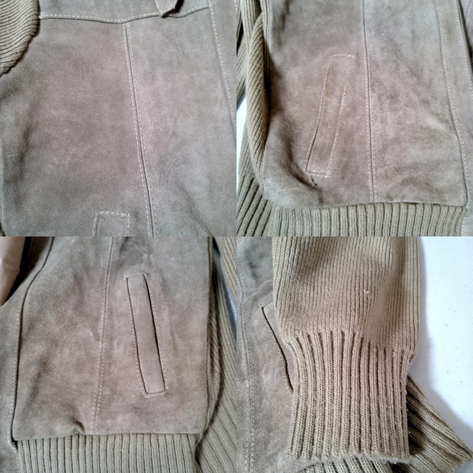 Vintage VINTAGE Carrington Sweater Jacket Men L Beige Leather Cowhide Knit Full Zip Size US L / EU 52-54 / 3 - 10 Thumbnail