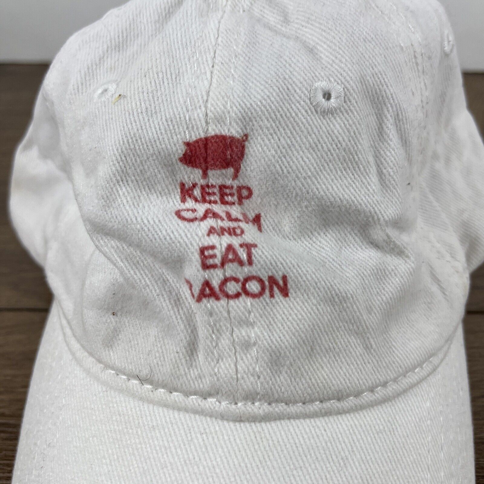 Other Keep Calm Eat Bacon Hat Eat Bacon Hat White Hat Adjustable W Size ONE SIZE - 7 Thumbnail