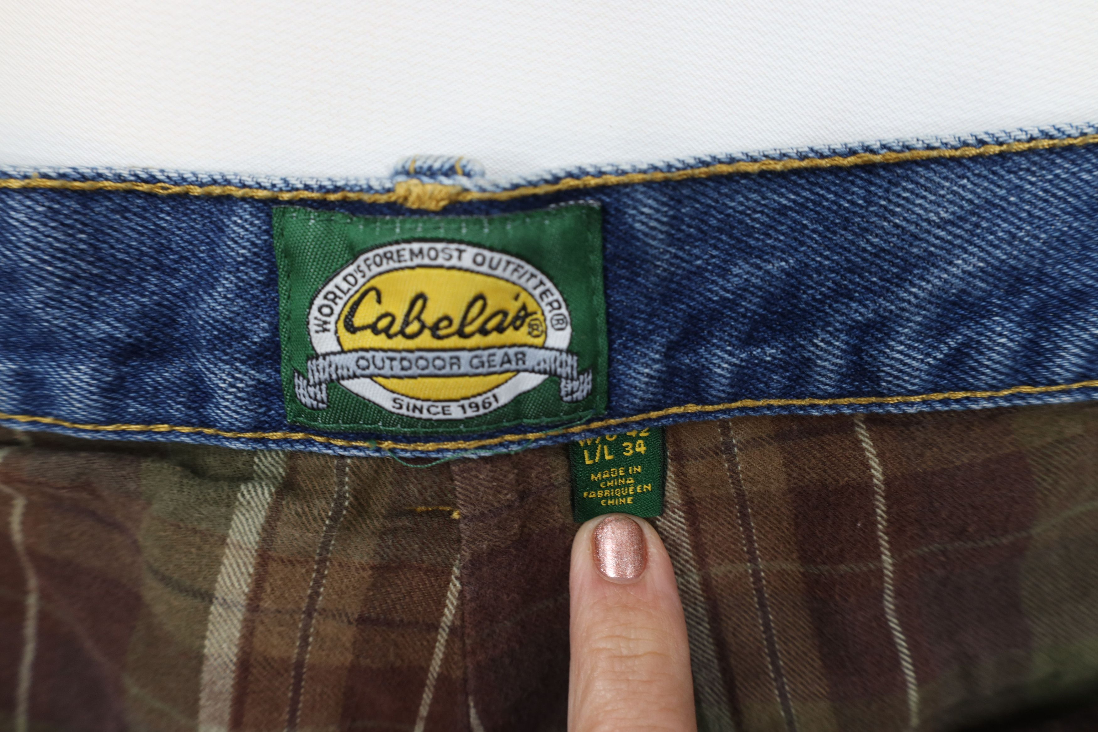 Cabelas Vintage Cabelas Heavyweight Flannel Lined Denim Jeans Blue Size US 42 / EU 58 - 8 Thumbnail