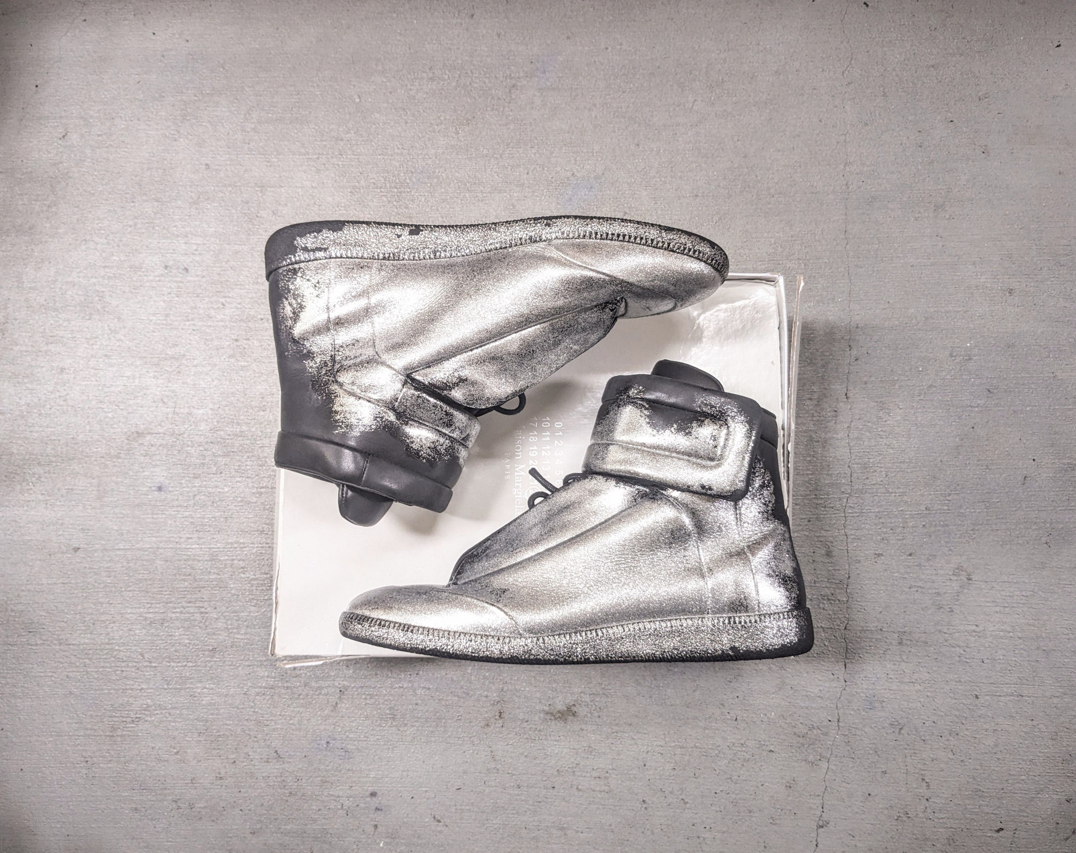 image of Maison Margiela Future Silver Black 13 46 High Tops Leather Shoes in Black Silver, Men's