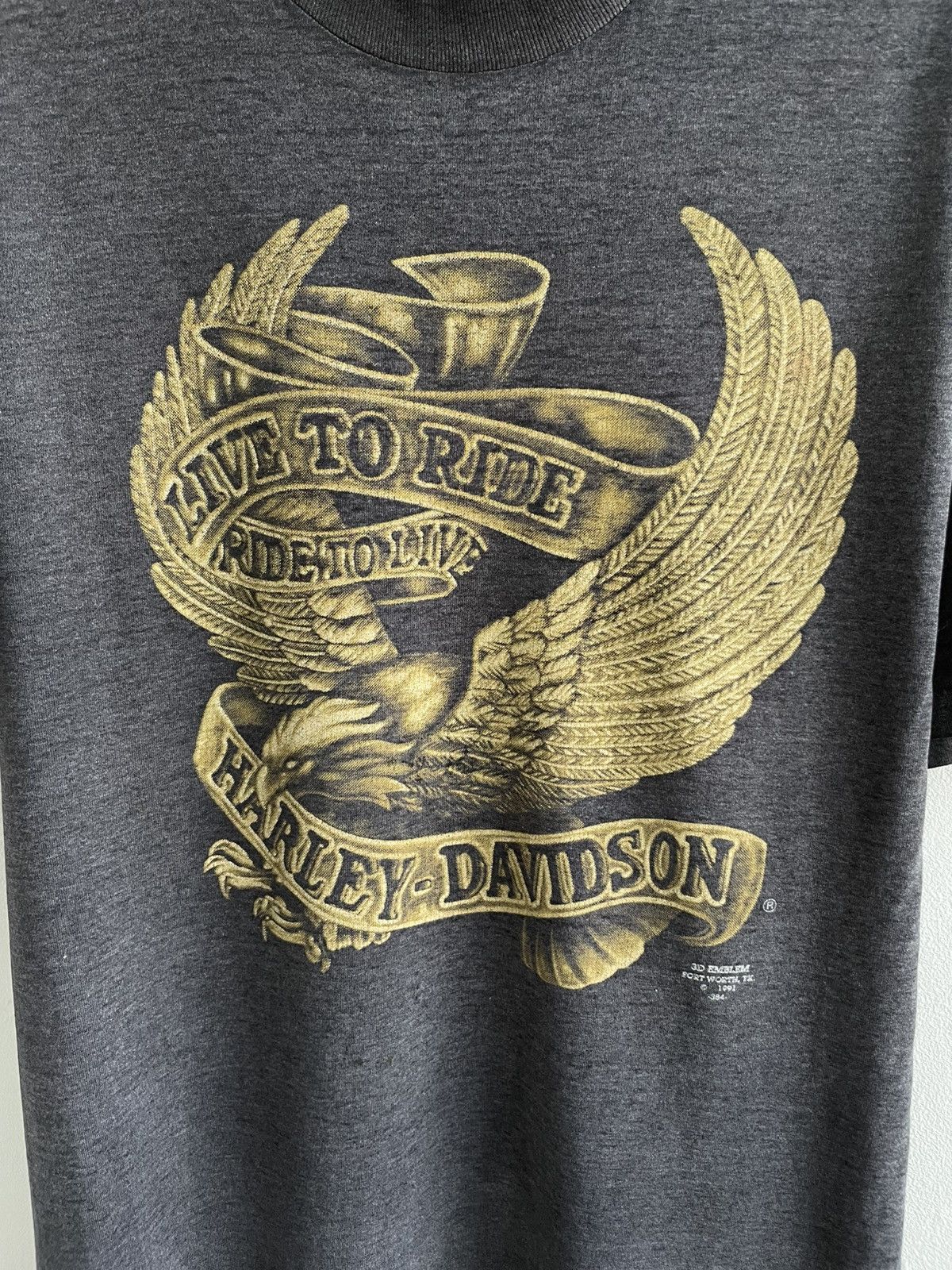 Harley Davidson × Vintage Harley Davidson 3D Emblem 1991 Vintage 90s Logo T-Shirt Tee Size US XL / EU 56 / 4 - 3 Thumbnail