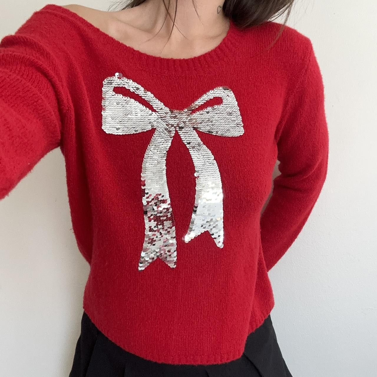 Other Red sequin sweater bow print, holiday Christmas Size S / US 4 / IT 40 - 2 Thumbnail